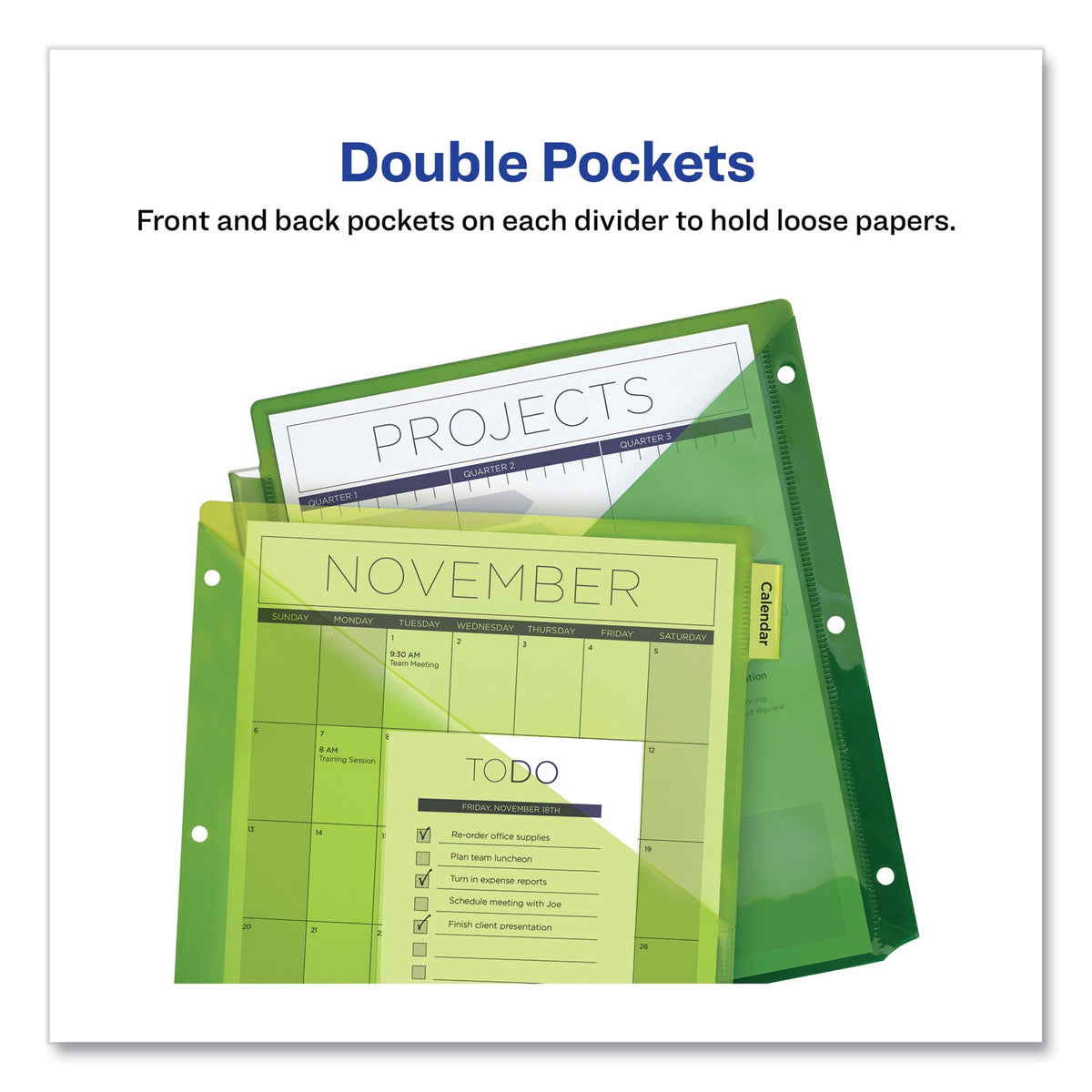 Avery® Insertable Big Tab Plastic 2-Pocket Dividers, 8-Tab, 11.13 X 9.25, Assorted, 1 Set