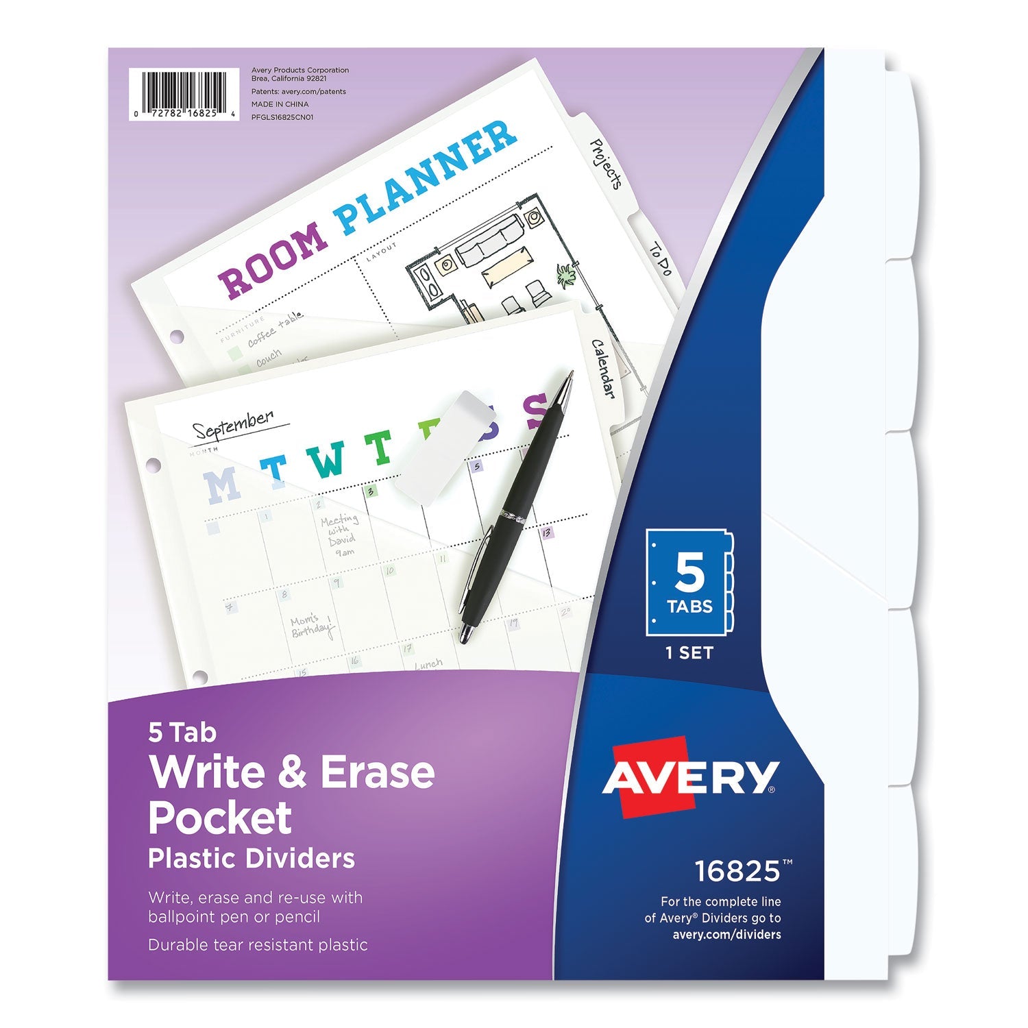 Write & Erase Plastic Dividers | 5-Tab | White