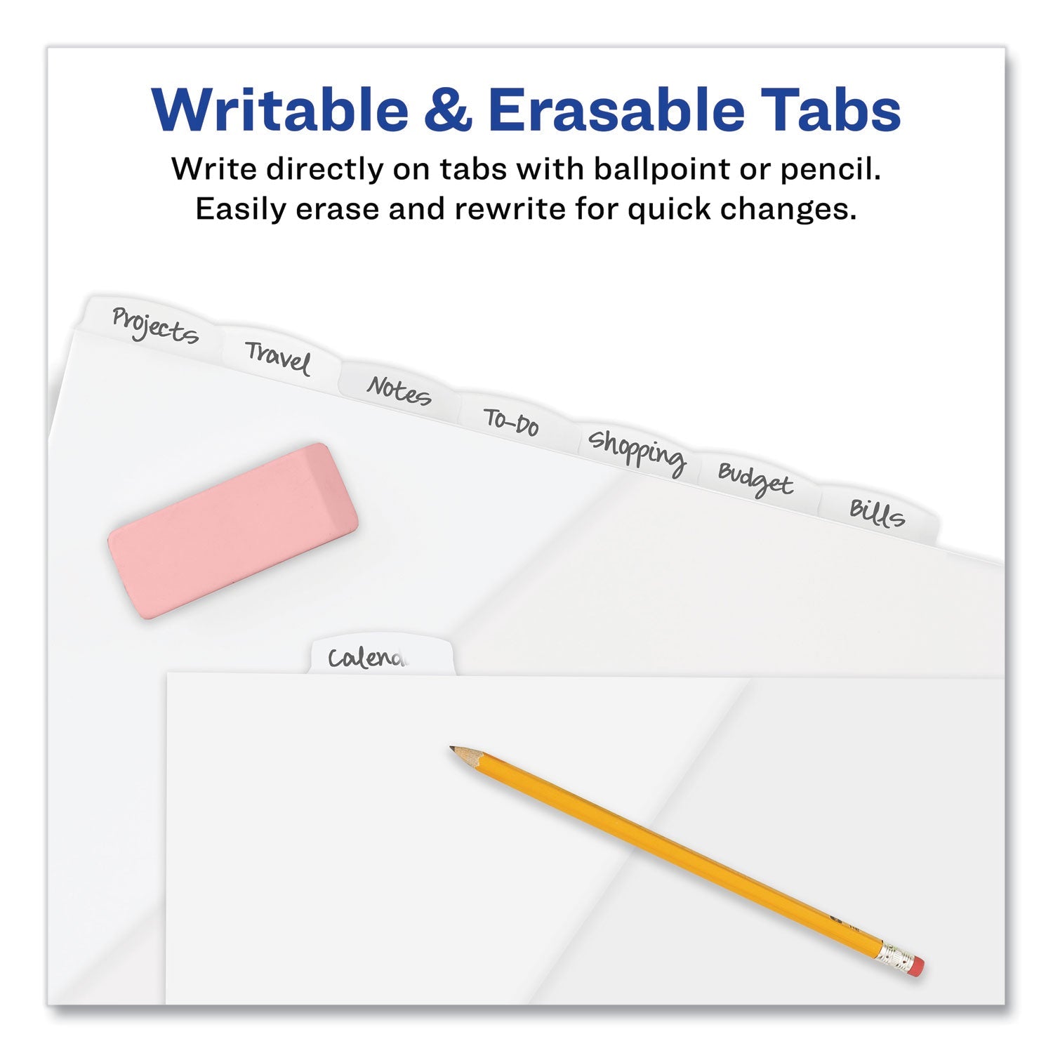 Avery® Write and Erase Durable Plastic Dividers with Straight Pocket, 8-Tab, 11.13 x 9.25, White, 1 Set - Bloom Skins