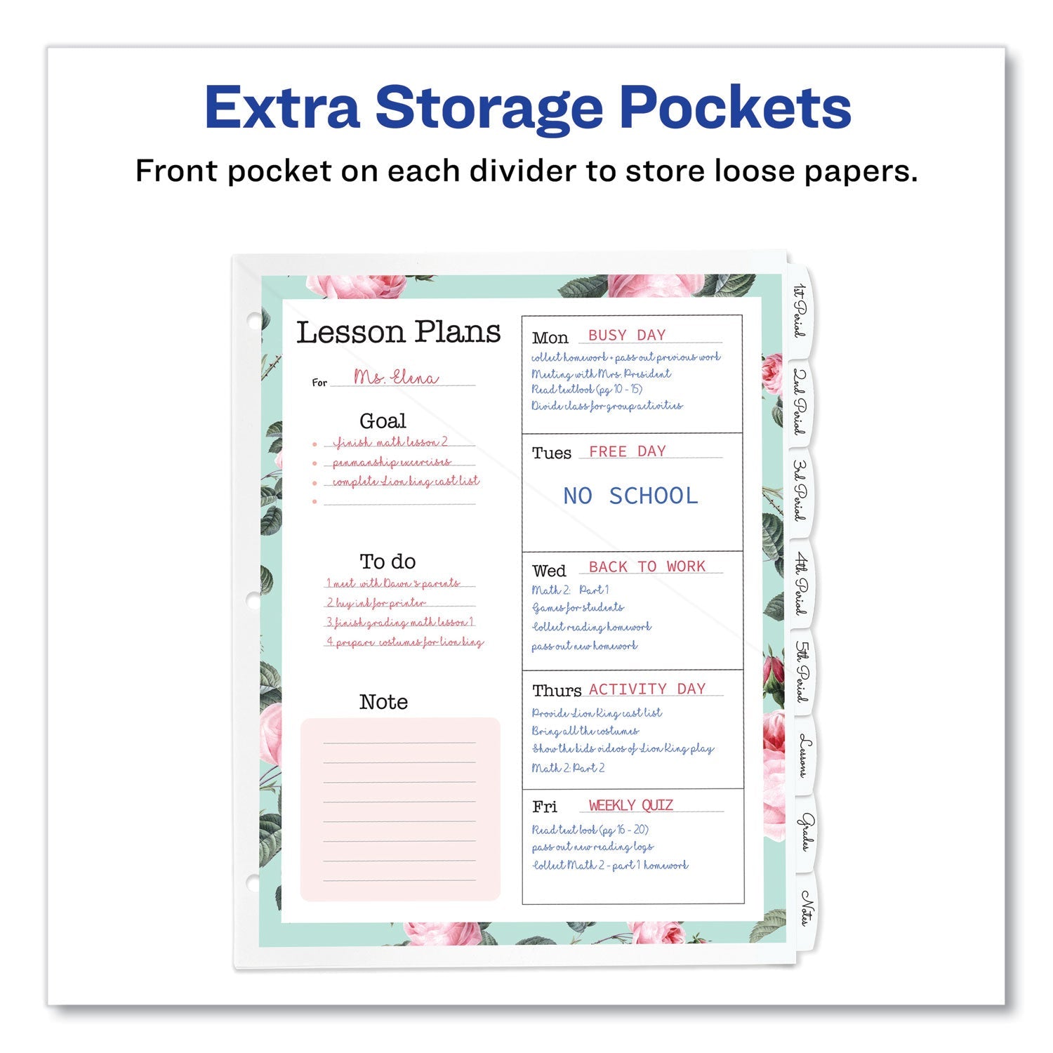 Avery® Write and Erase Durable Plastic Dividers with Straight Pocket, 8-Tab, 11.13 x 9.25, White, 1 Set - Bloom Skins