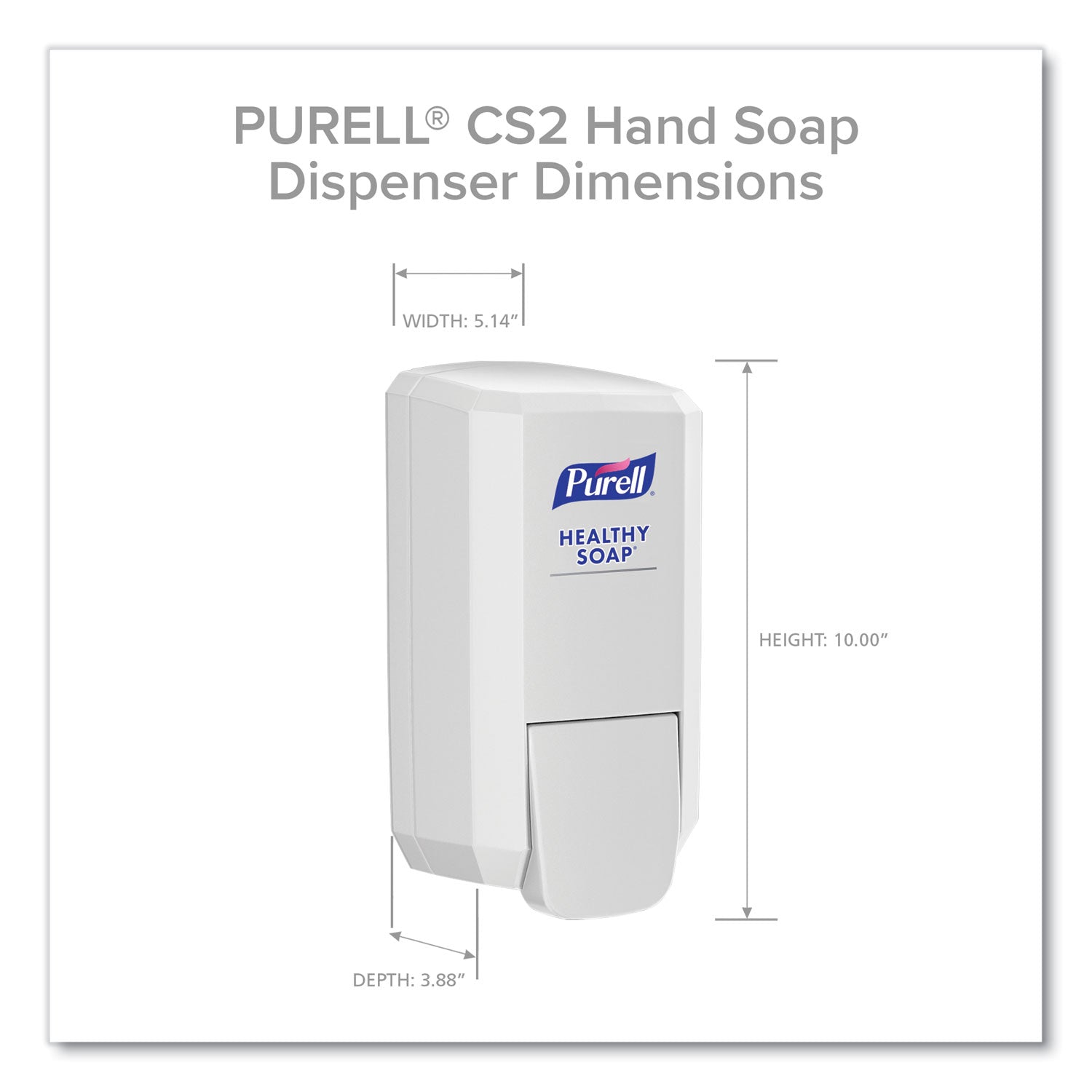 PURELL® CS2 Healthy Soap Dispenser, 1,000 mL, 5.14" x 3.88" x 10", White, 6/Carton - Bloom Skins