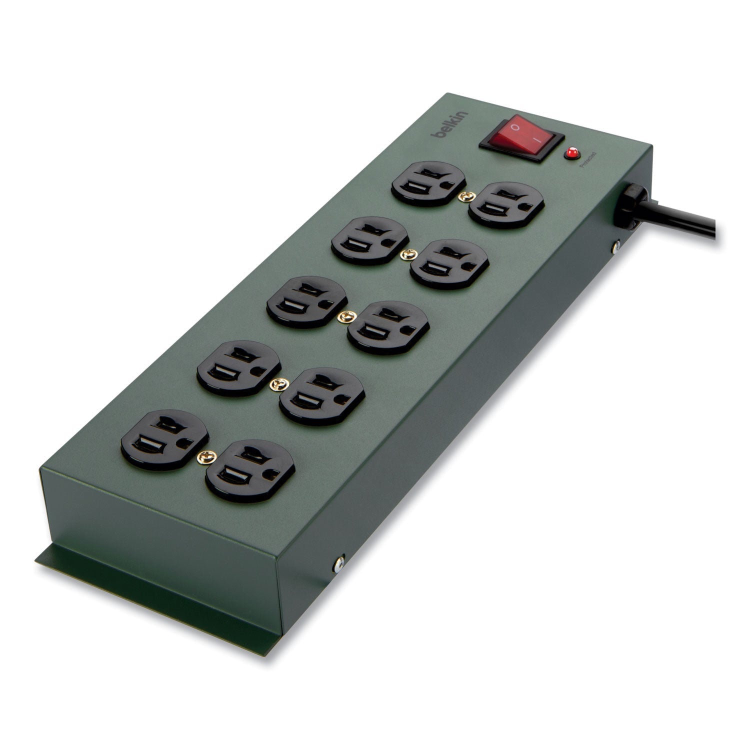 Belkin® Metal SurgeMaster Surge Protector, 10 AC Outlets, 15 ft Cord, 885 J, Dark Gray