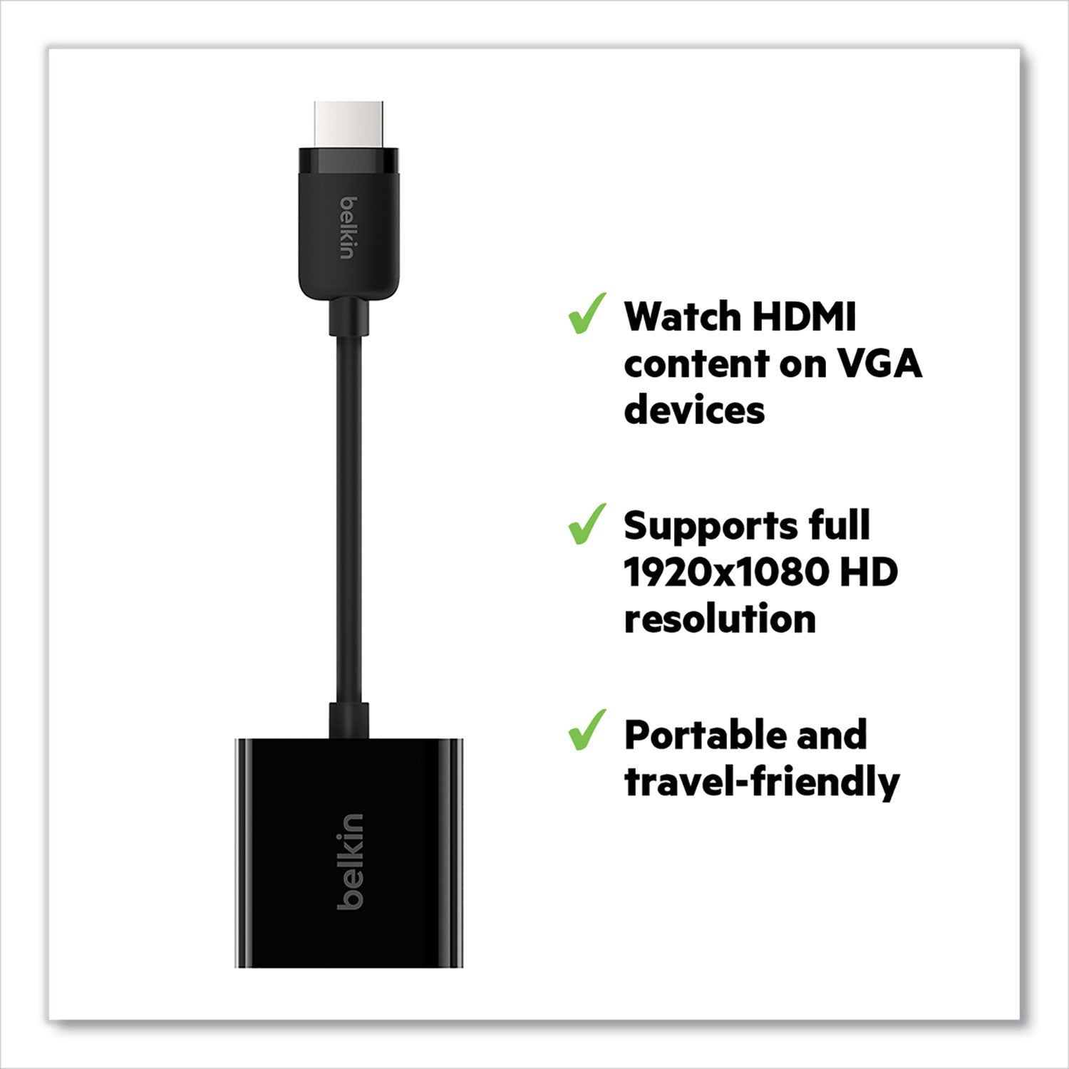 Belkin® Hdmi To Vga Adapter With Micro-Usb Power, 9.8", Black