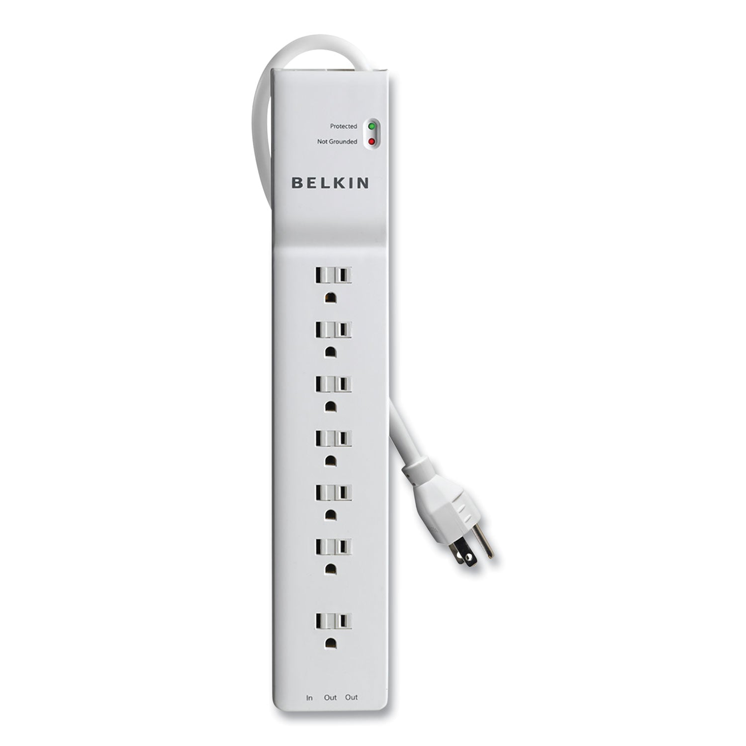 Belkin® Home/Office Surge Protector, 7 AC Outlets, 6 ft Cord, 2,320 J, White