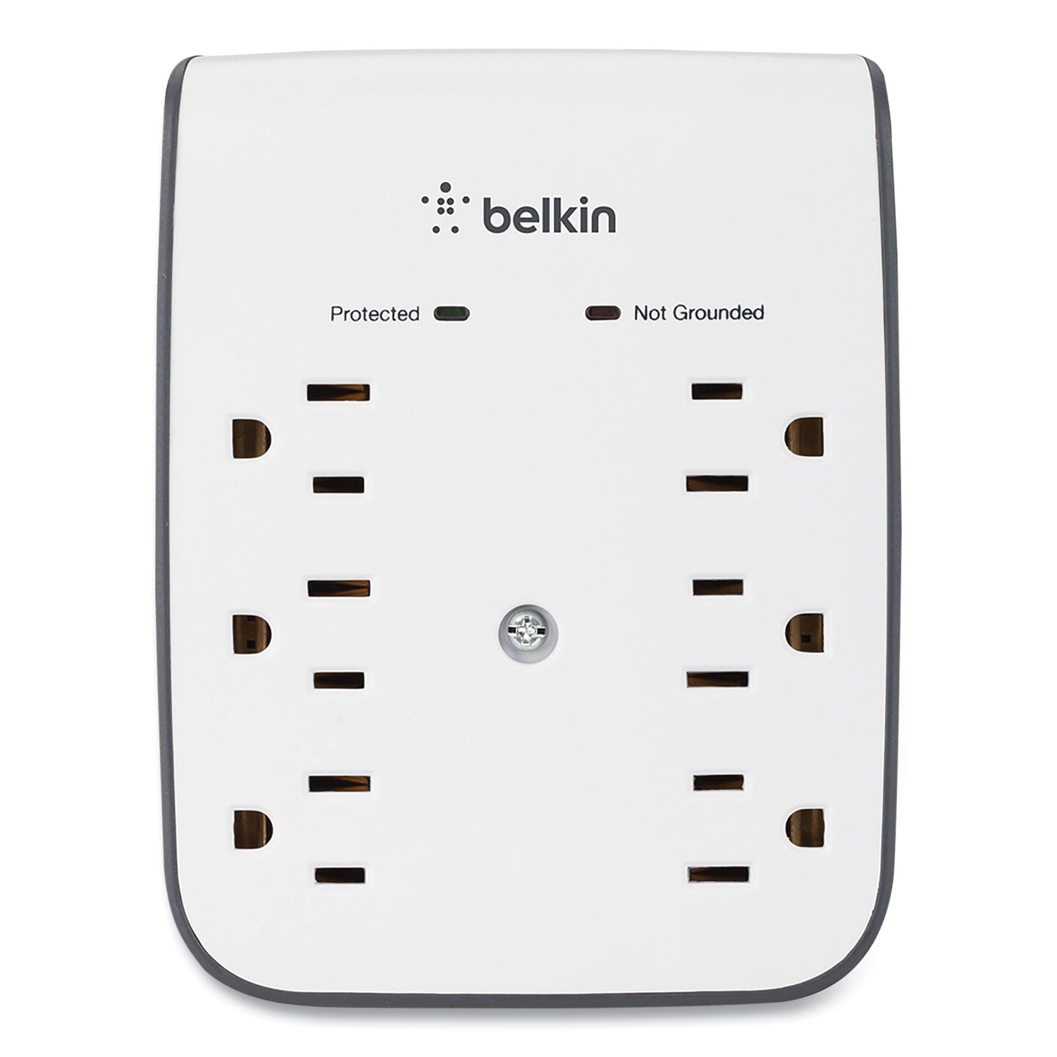 Belkin® SurgePlus USB Wall Mount Charger, 6 AC Outlets/2 USB Ports, 900 J, White/Black