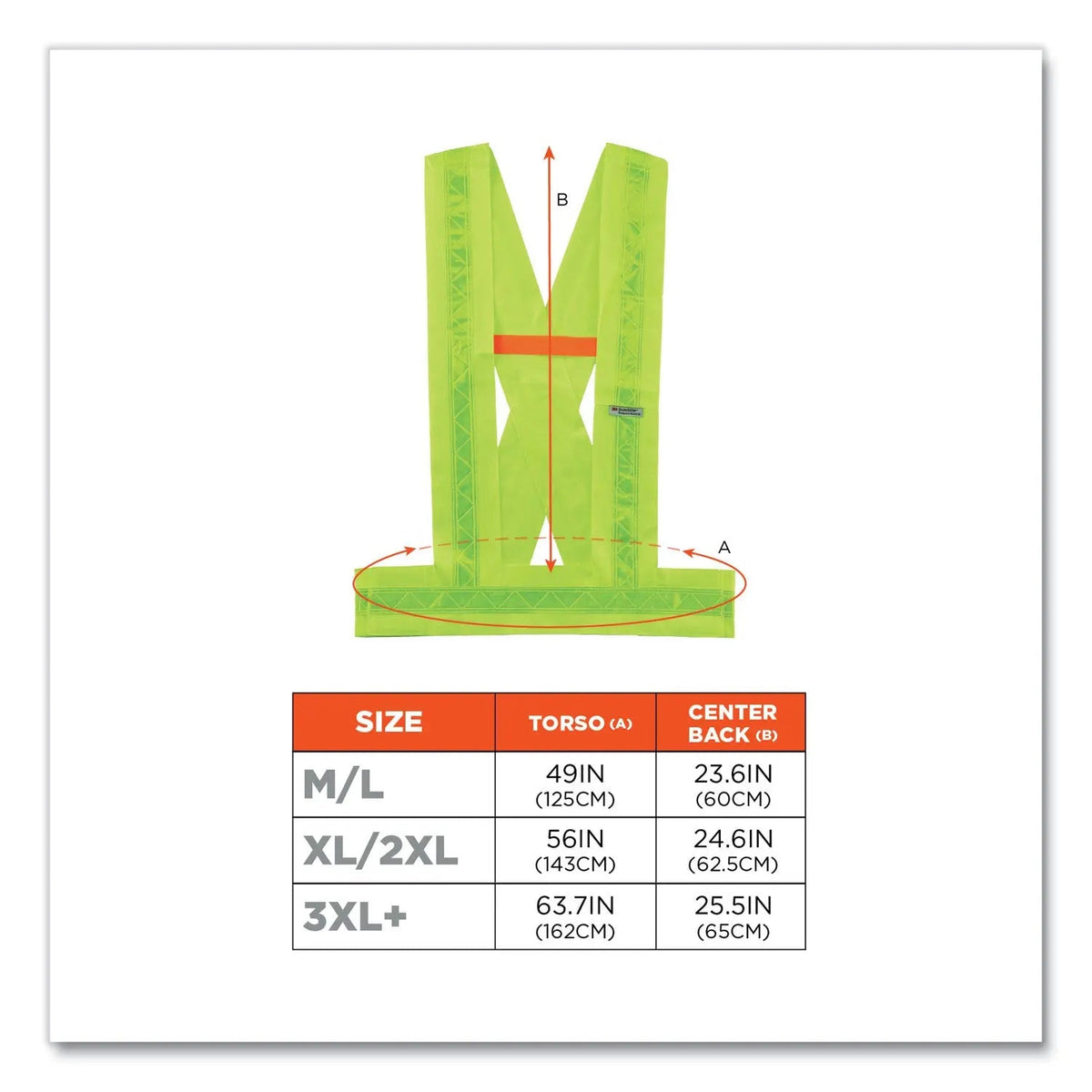 ergodyne® GloWear 8140BA Class 1 Breakaway Sash, Polyester, 3X-Large Plus, Lime