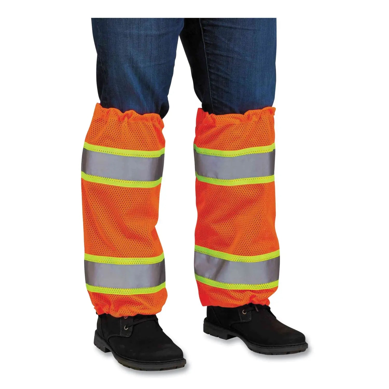 ergodyne® GloWear 8009 Class E Two-Tone Mesh Leg Gaiters, One Size Fits Most, Orange