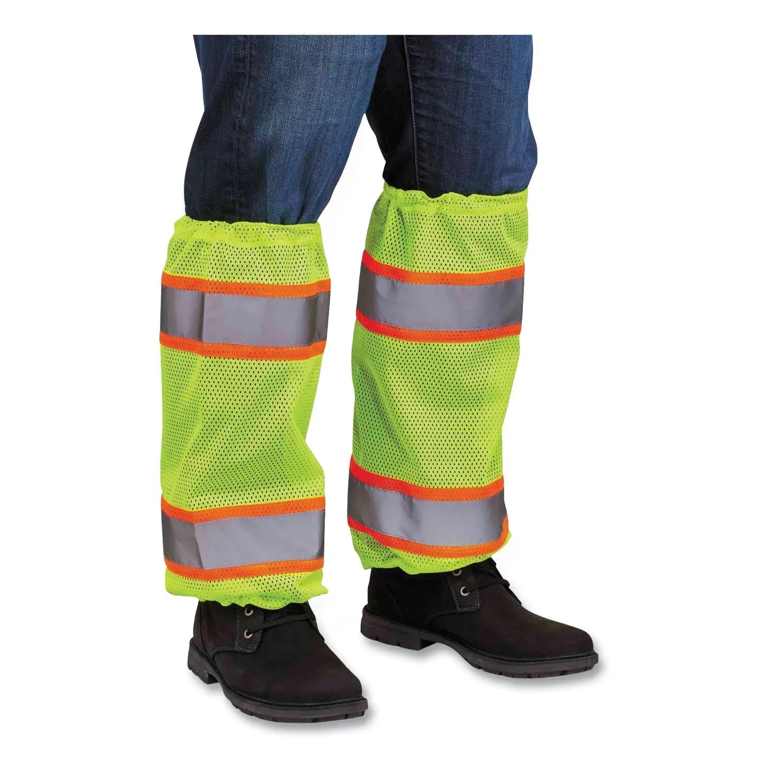 ergodyne® GloWear 8009 Class E Two-Tone Mesh Leg Gaiters, One Size Fits Most, Lime