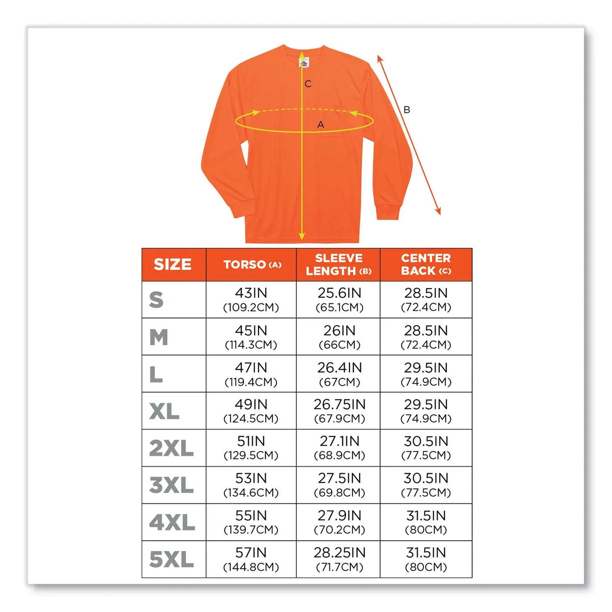 ergodyne® GloWear 8091 Non-Certified Hi-Vis Long Sleeve Shirt, 3X-Large, Orange