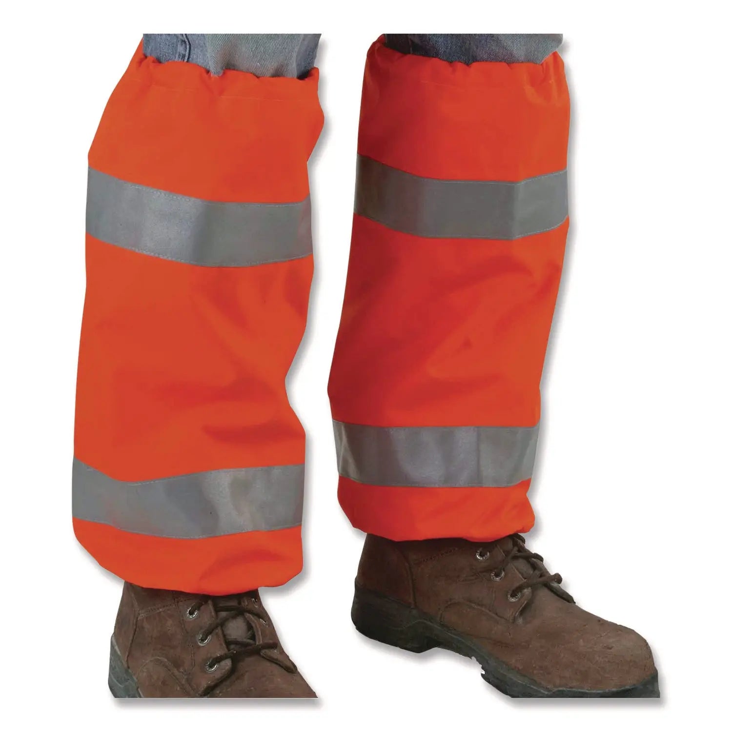ergodyne® GloWear 8008 Class E Hi-Vis Leg Gaiters, Polyester with Polyurethane Coating, One Size Fits Most, Orange
