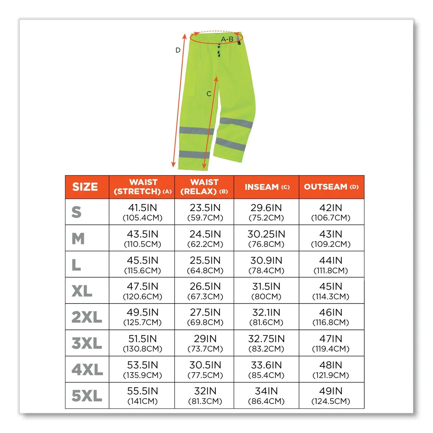 ergodyne® GloWear 8925 Class E Hi-Vis Thermal Pants, 5X-Large, Lime