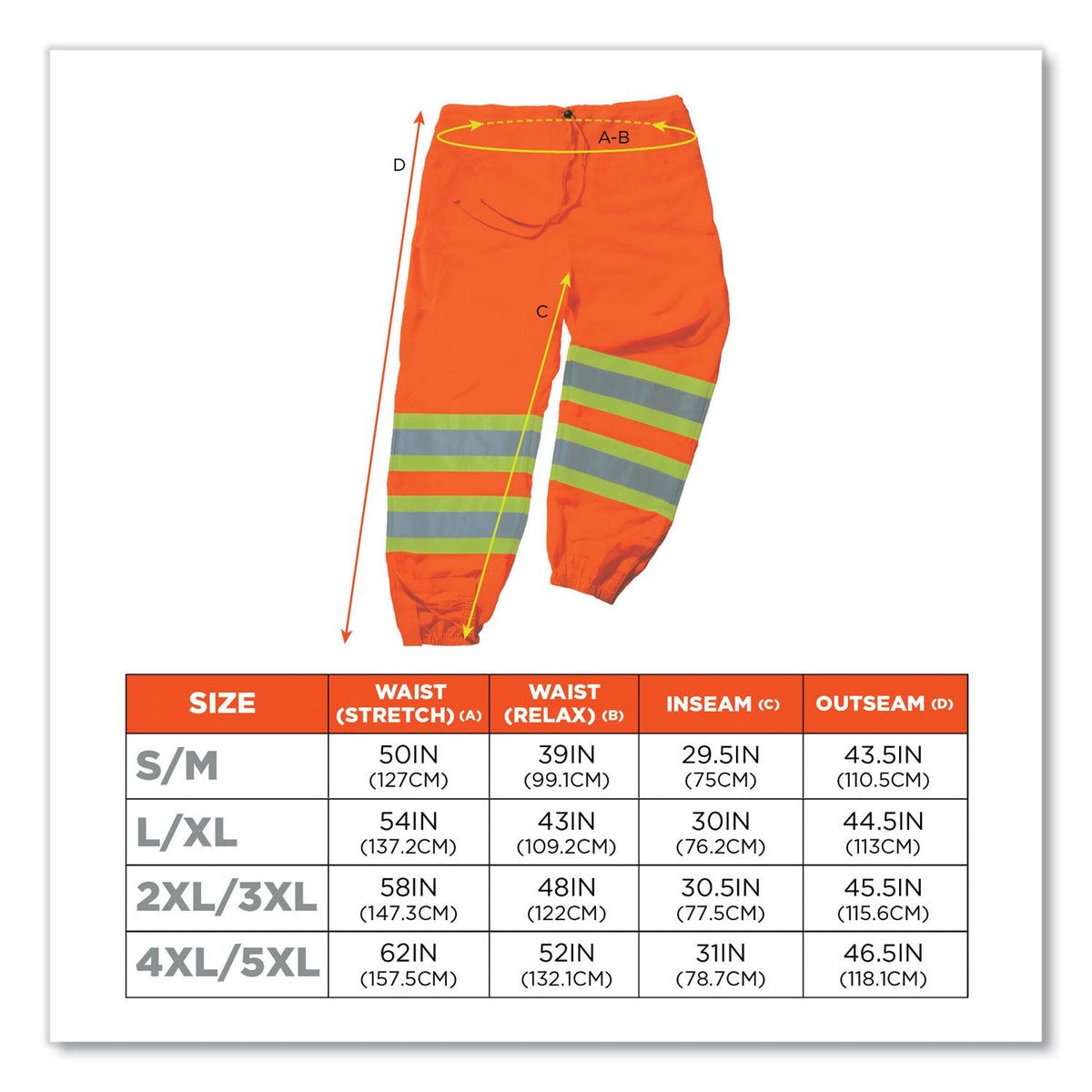 ergodyne® GloWear 8911 Class E Two-Tone Pants, 2X-Large/3X-Large, Orange