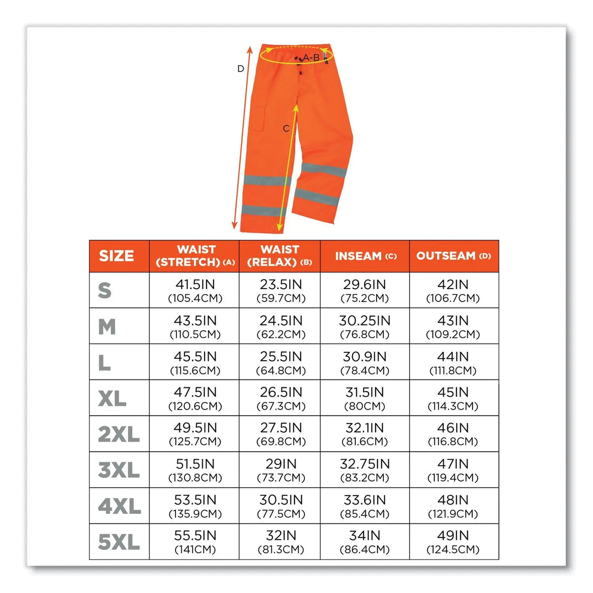ergodyne® GloWear 8925 Class E Hi-Vis Thermal Pants, Small, Orange