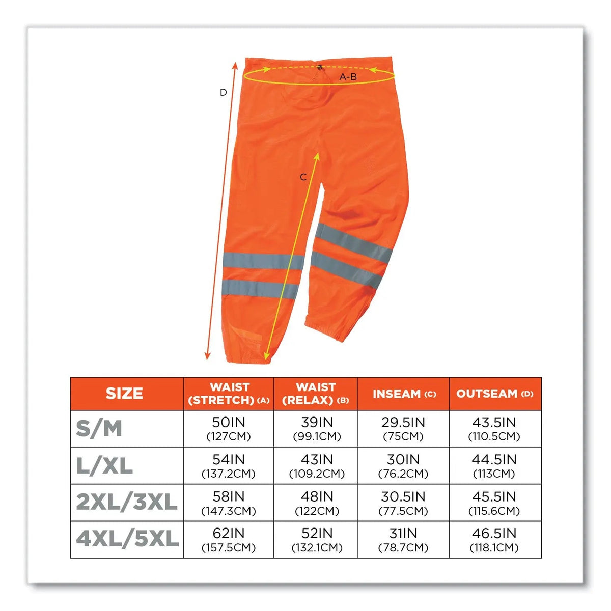 ergodyne® GloWear 8910 Class E Hi-Vis Pants, 2X-Large/3X-Large, Orange