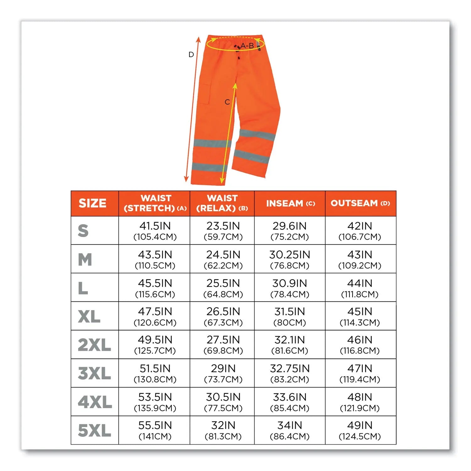 ergodyne® GloWear 8925 Class E Hi-Vis Thermal Pants, 5X-Large, Orange