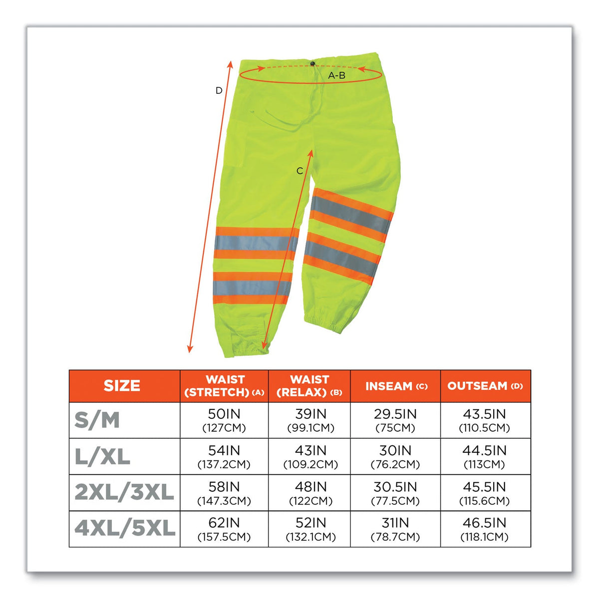 ergodyne® GloWear 8911 Class E Two-Tone Pants, 4X-Large/5X-Large, Lime