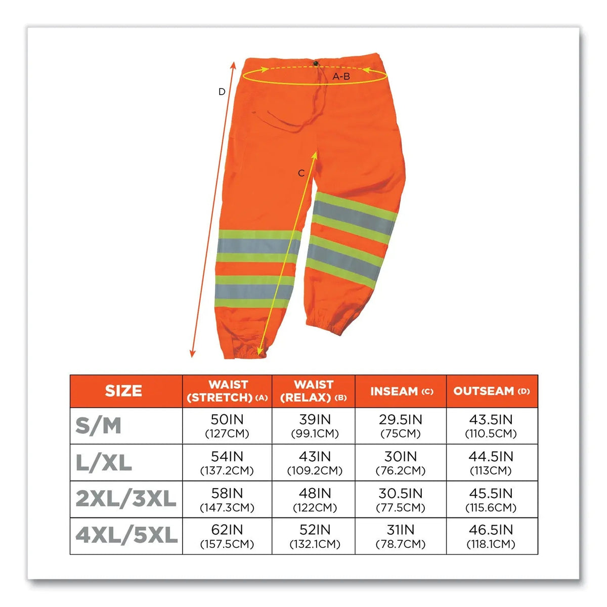 ergodyne® GloWear 8911 Class E Two-Tone Pants, 4X-Large/5X-Large, Orange