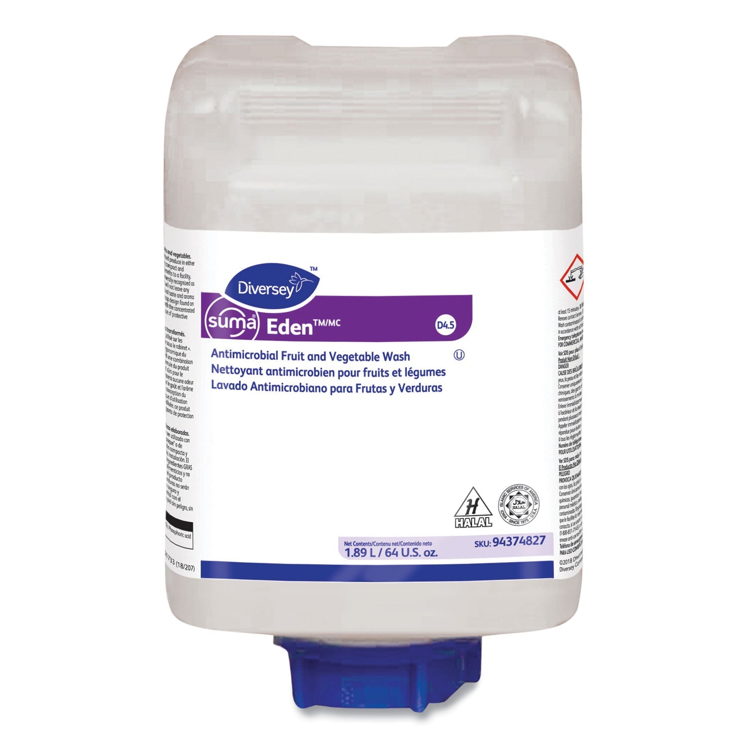 Diversey™ Suma Edentm/mc D4.5, Liquid, 64 Oz, 4 Per Carton