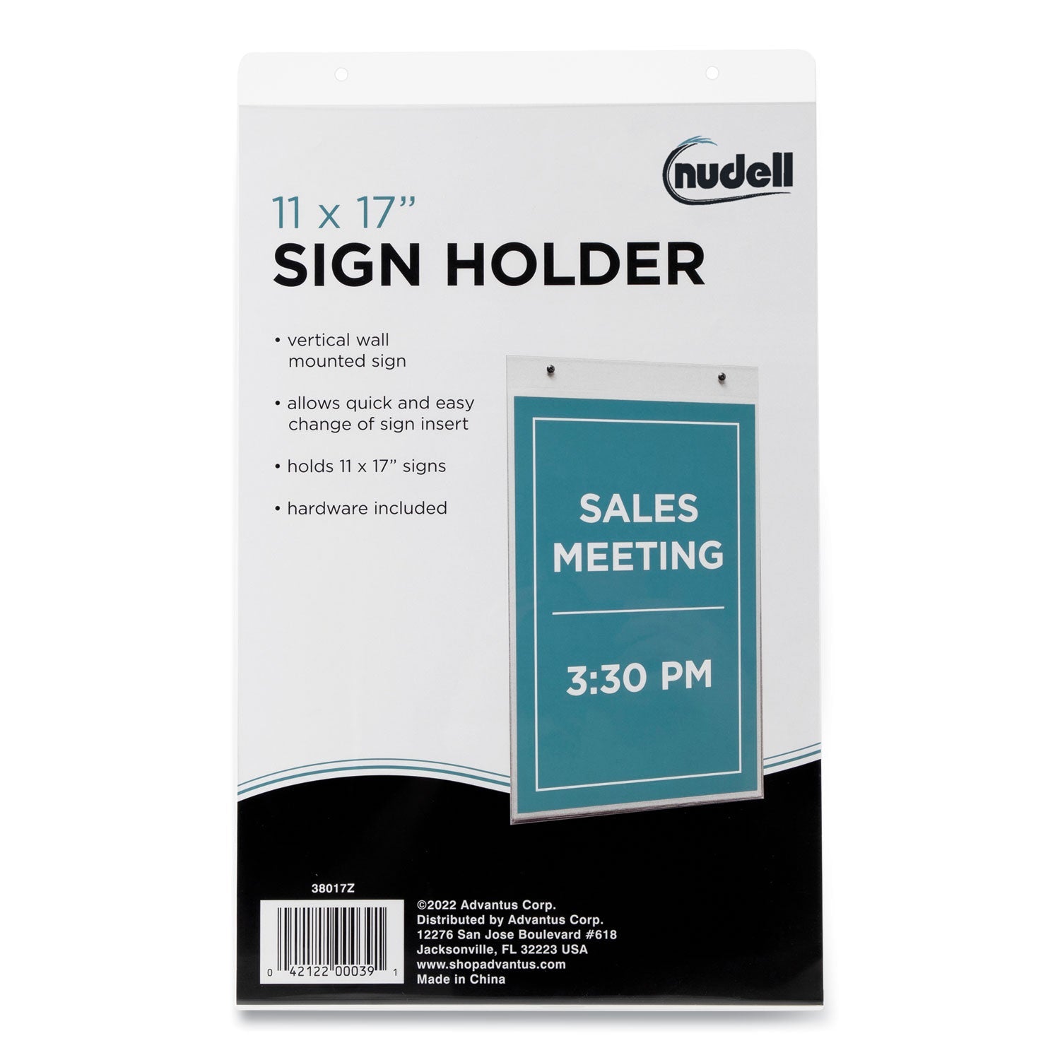 Vertical Wall Sign Holder | 11x17, Clear, NuDell™