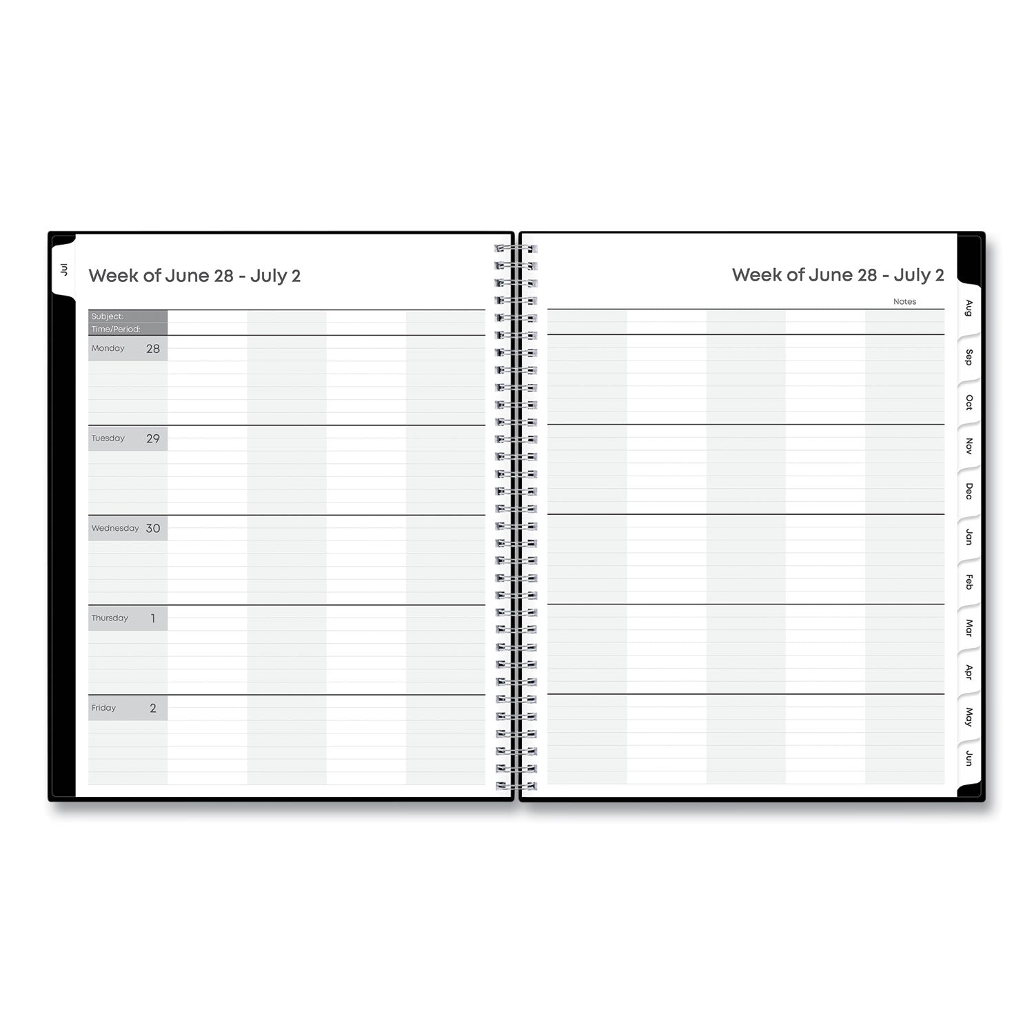 Blue Sky® Teacher's Solid Black Weekly/Monthly Lesson Planner, 2024 to 2025, Nine Classes, Black Cover, (144) 11 x 8.5 Pages - Bloom Skins
