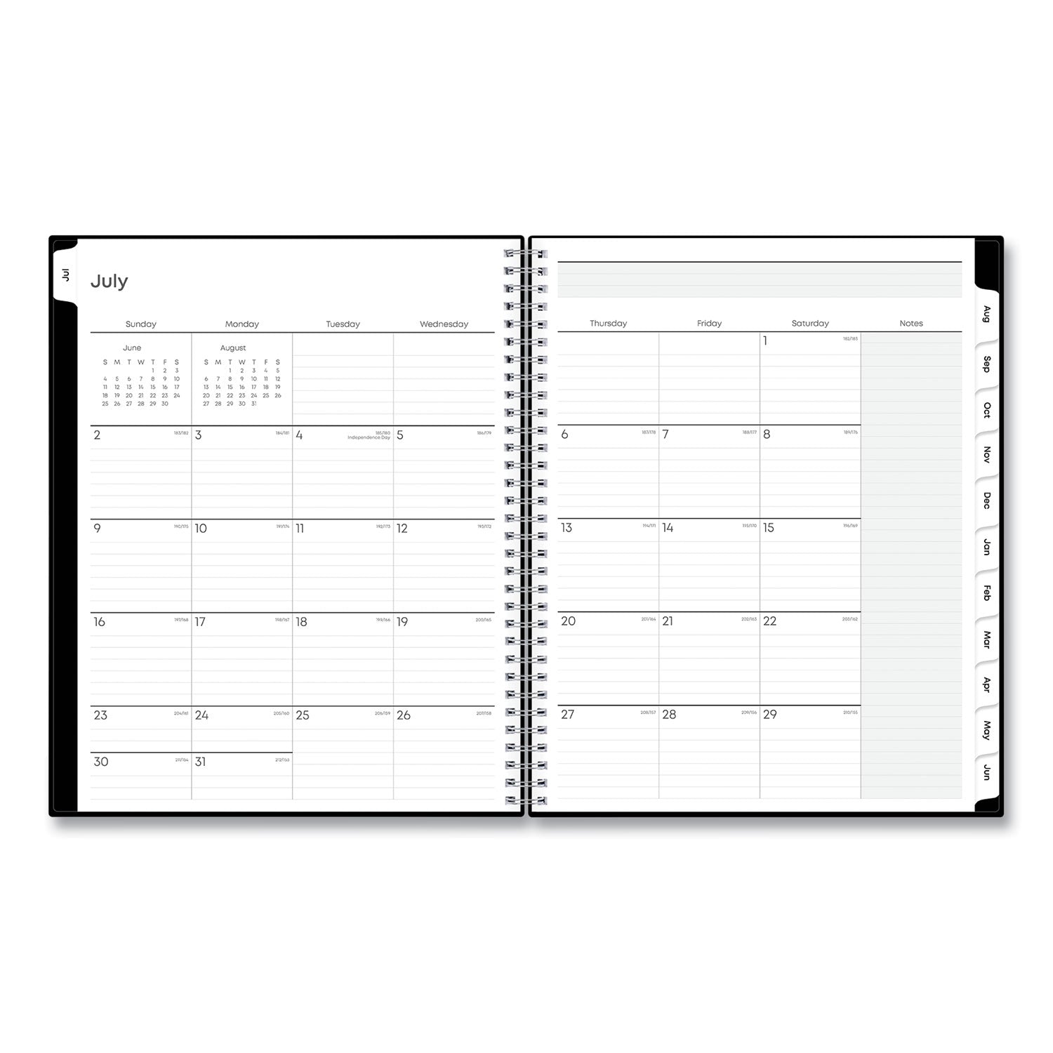 Blue Sky® Teacher's Solid Black Weekly/Monthly Lesson Planner, 2024 to 2025, Nine Classes, Black Cover, (144) 11 x 8.5 Pages - Bloom Skins