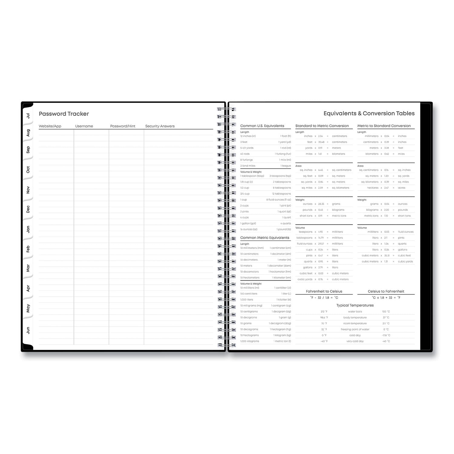 Blue Sky® Teacher's Solid Black Weekly/Monthly Lesson Planner, 2024 to 2025, Nine Classes, Black Cover, (144) 11 x 8.5 Pages - Bloom Skins