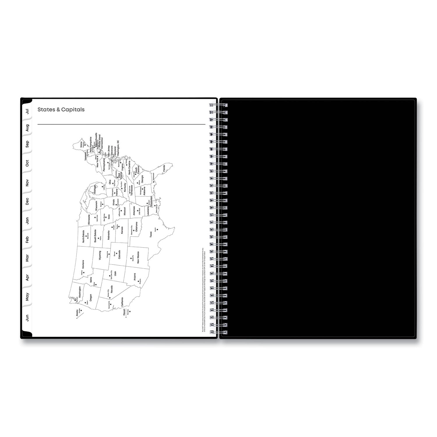 Blue Sky® Teacher's Solid Black Weekly/Monthly Lesson Planner, 2024 to 2025, Nine Classes, Black Cover, (144) 11 x 8.5 Pages - Bloom Skins