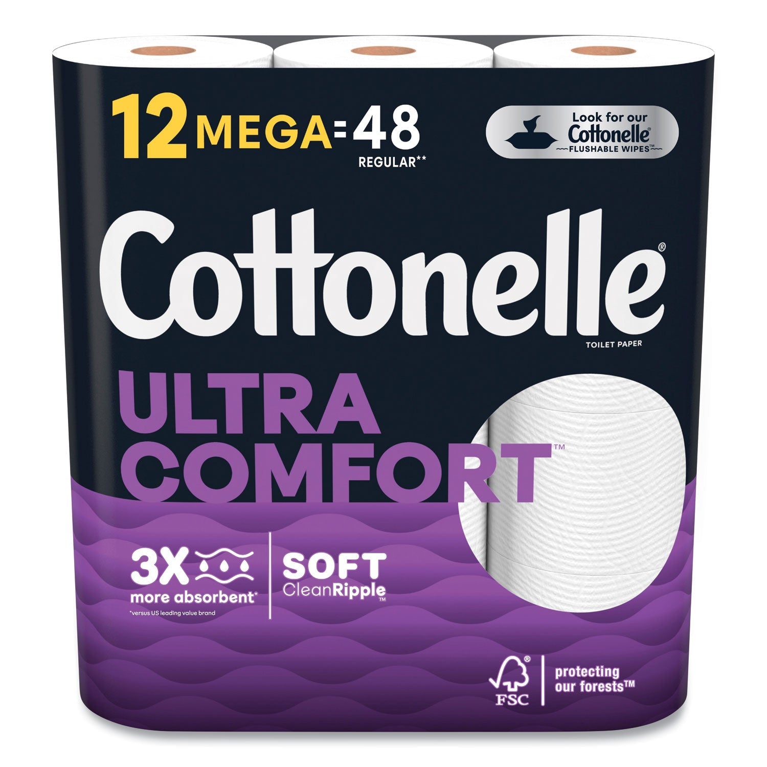 Cottonelle® Ultra ComfortCare Toilet Paper, Soft Tissue, Mega Rolls, Septic Safe, 2-Ply, White, 284/Roll, 12 Rolls/Pack, 48 Rolls/Carton