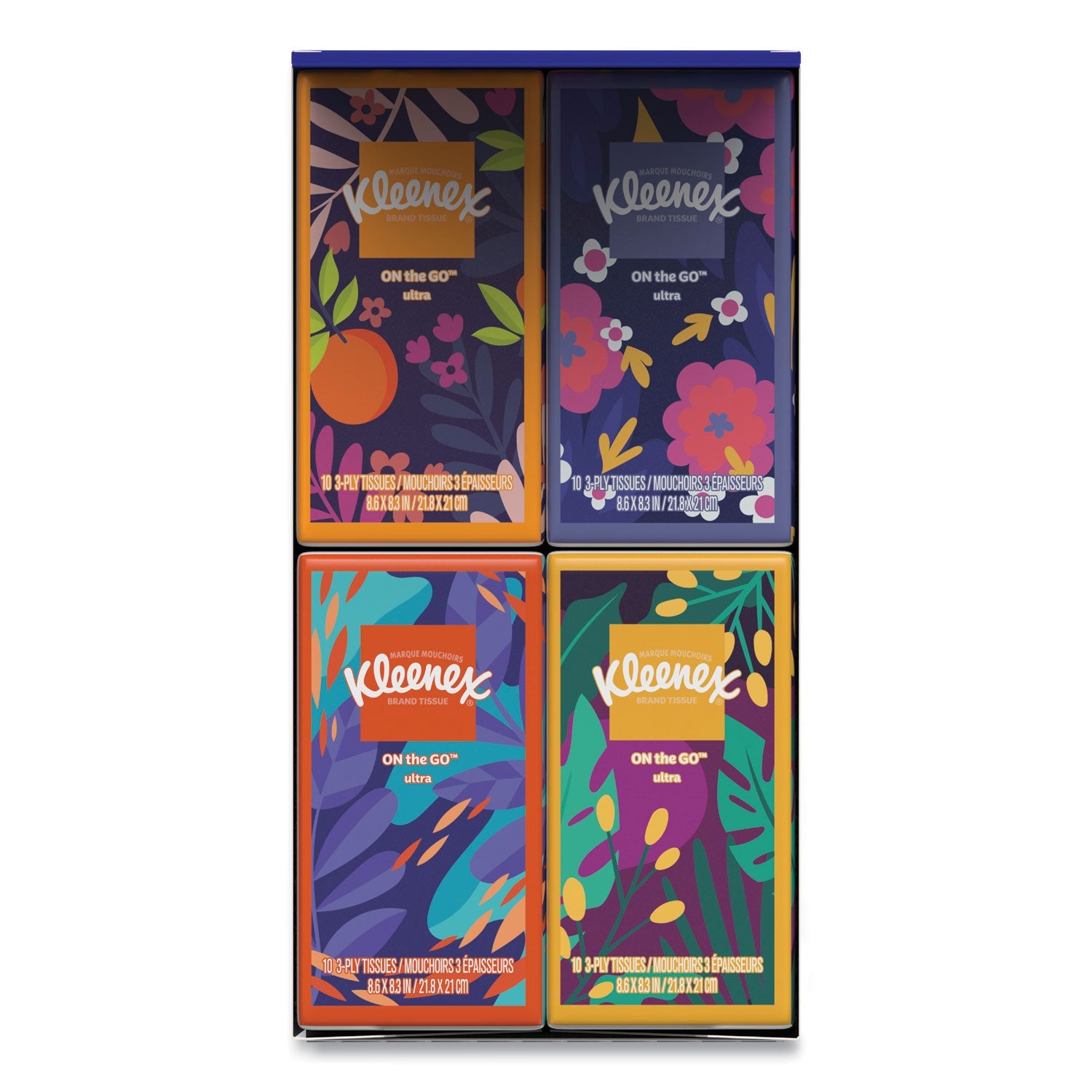 Kleenex® On The Go Packs Facial Tissues, 3-Ply, White, 10/Pouch, 16 Pouches/Pack, 6 Packs/Carton
