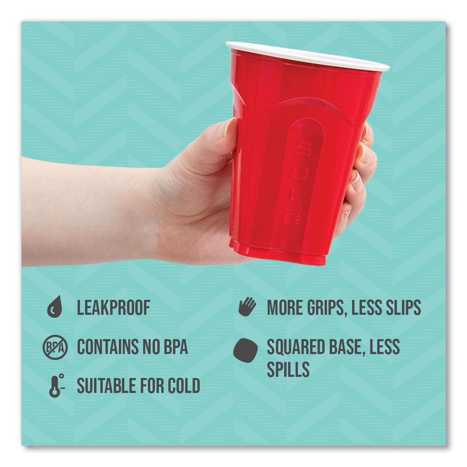 SOLO® Squared Plastic Party Cups, 18 oz, Red, 240/Carton - Bloom Skins