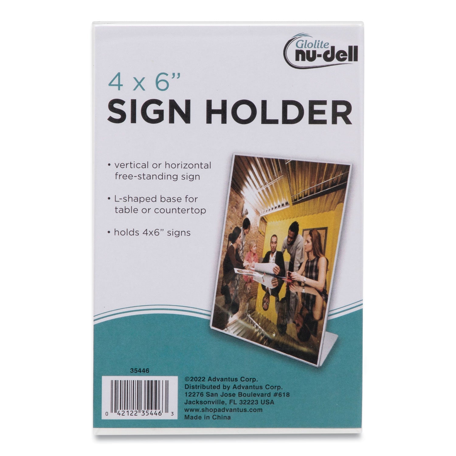 Slanted L-Shaped Sign Holder | 4x6, Clear