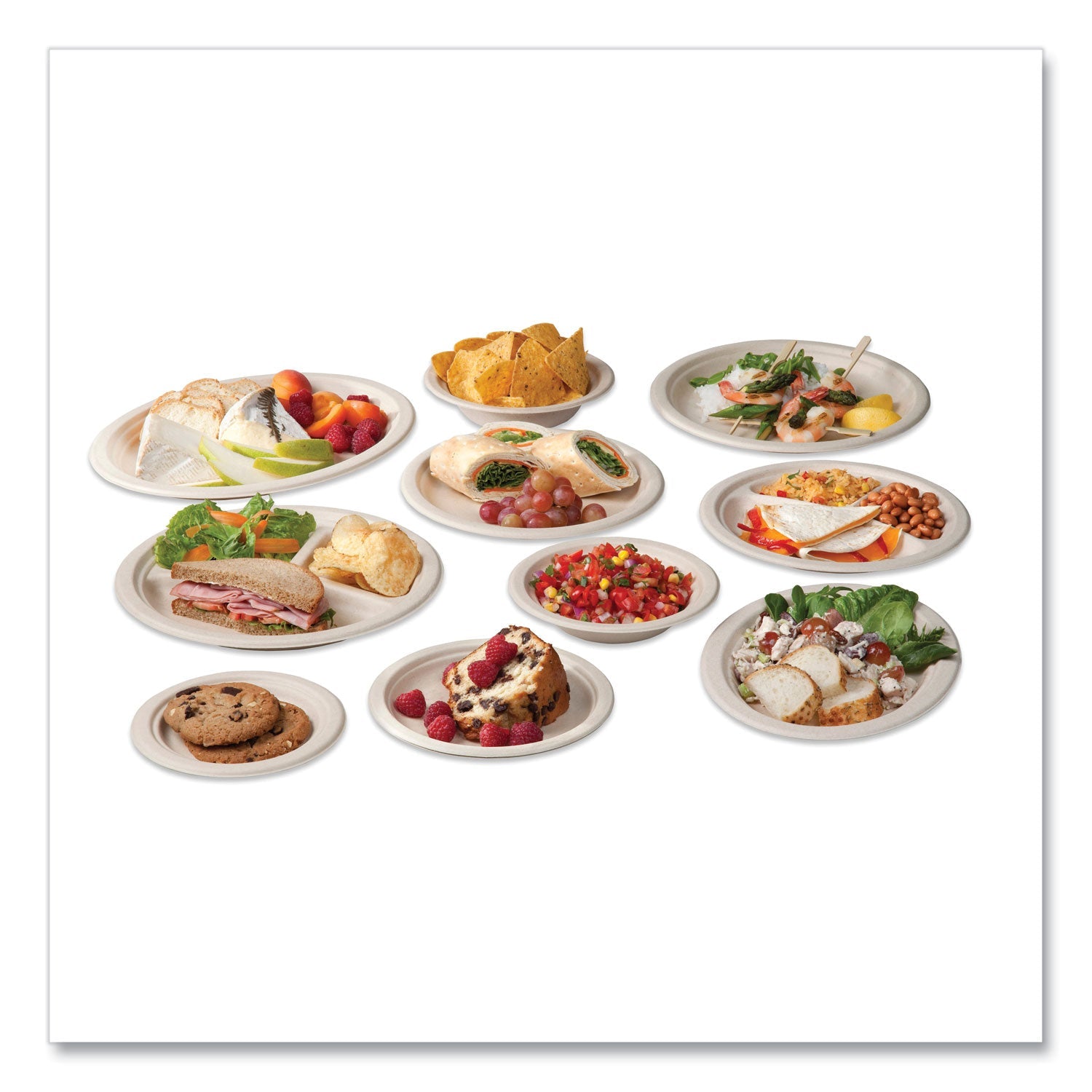 Vegware™ Nourish Molded Fiber Tableware, Compostable, Plate, Sugarcane, 6" dia, White, 1,000/Carton