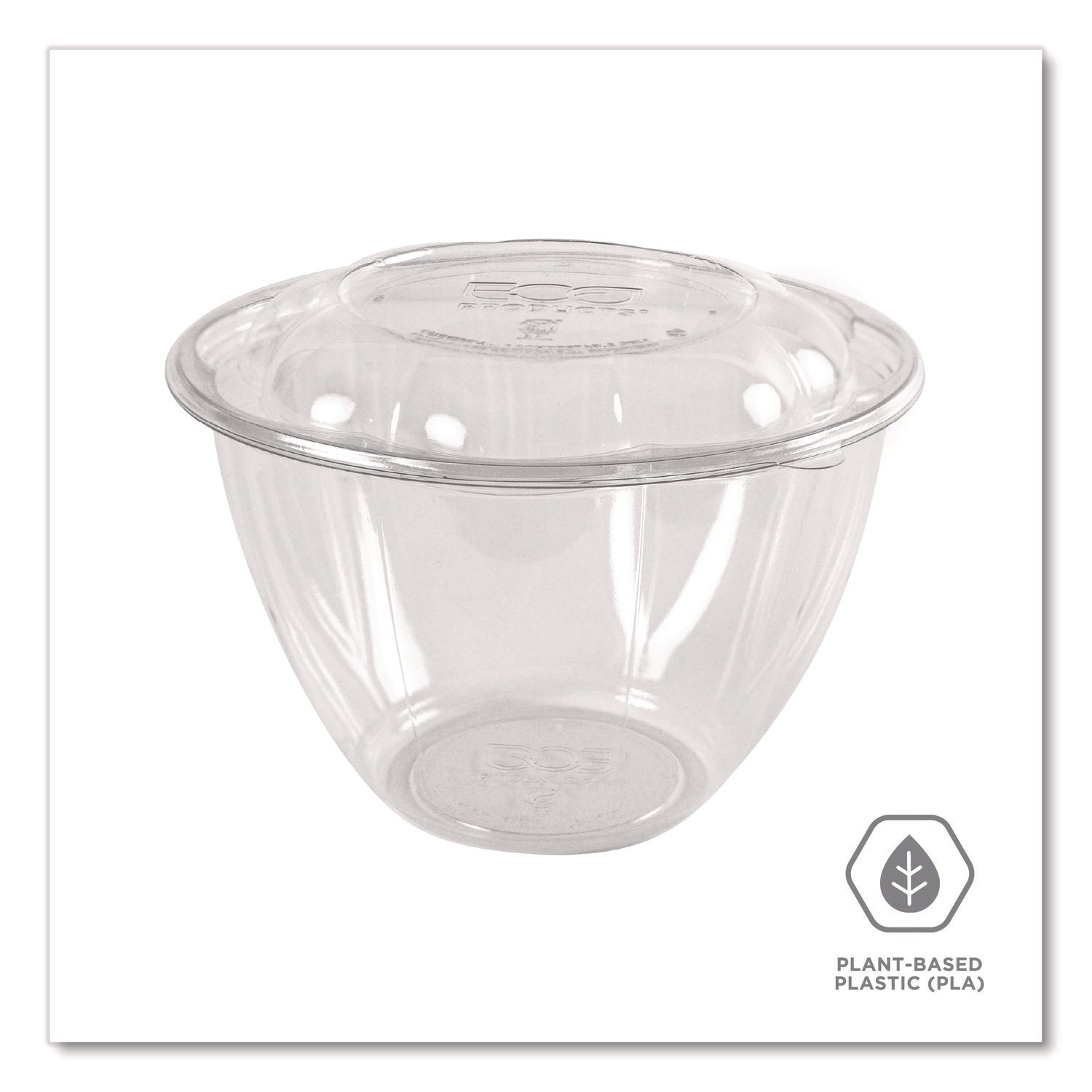 Eco-Products® Renewable and Compostable Salad Bowls with Lids, 48 oz, Clear, Plastic, 150/Carton - Bloom Skins
