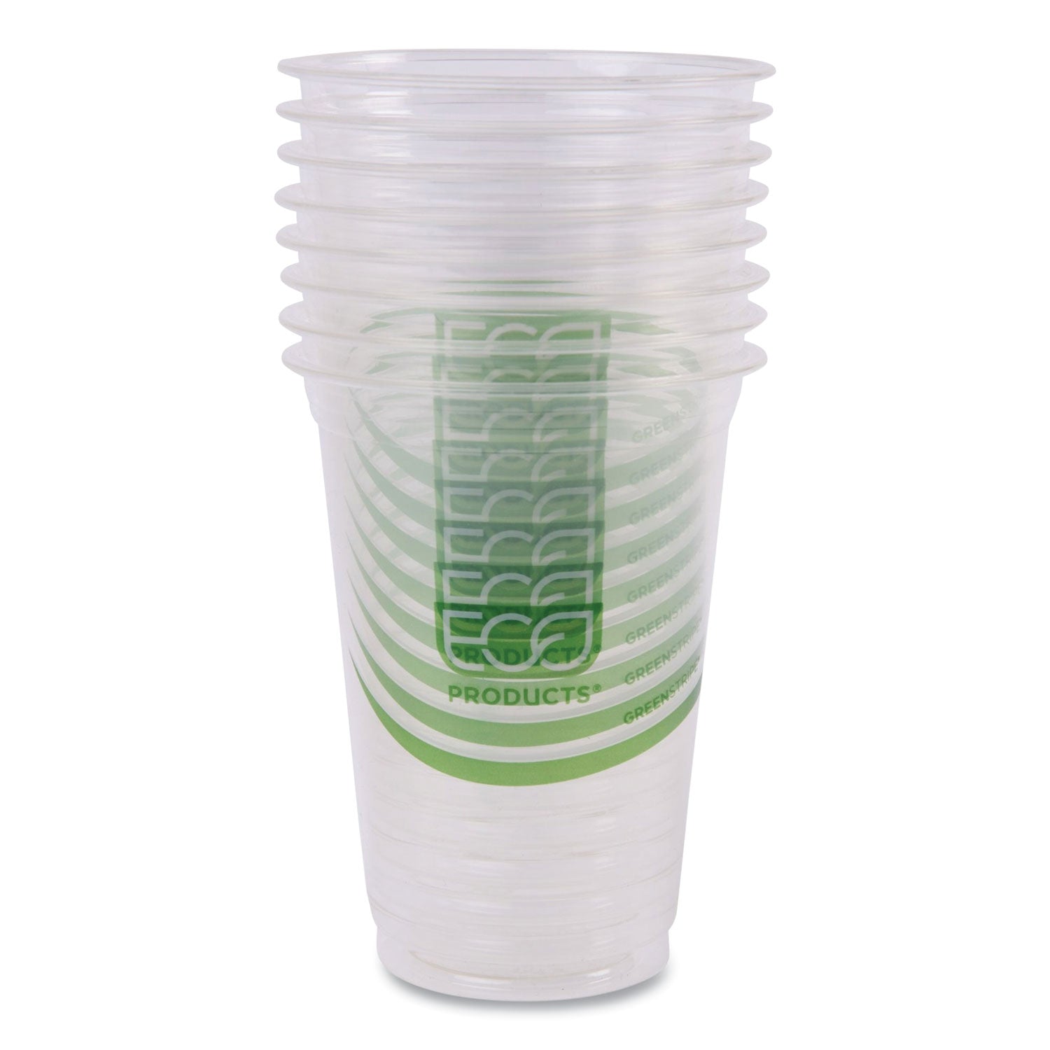 Eco-Products® GreenStripe Renewable and Compostable Cold Cups, 16 oz, Plastic, Clear, 50/Pack, 20 Packs/Carton