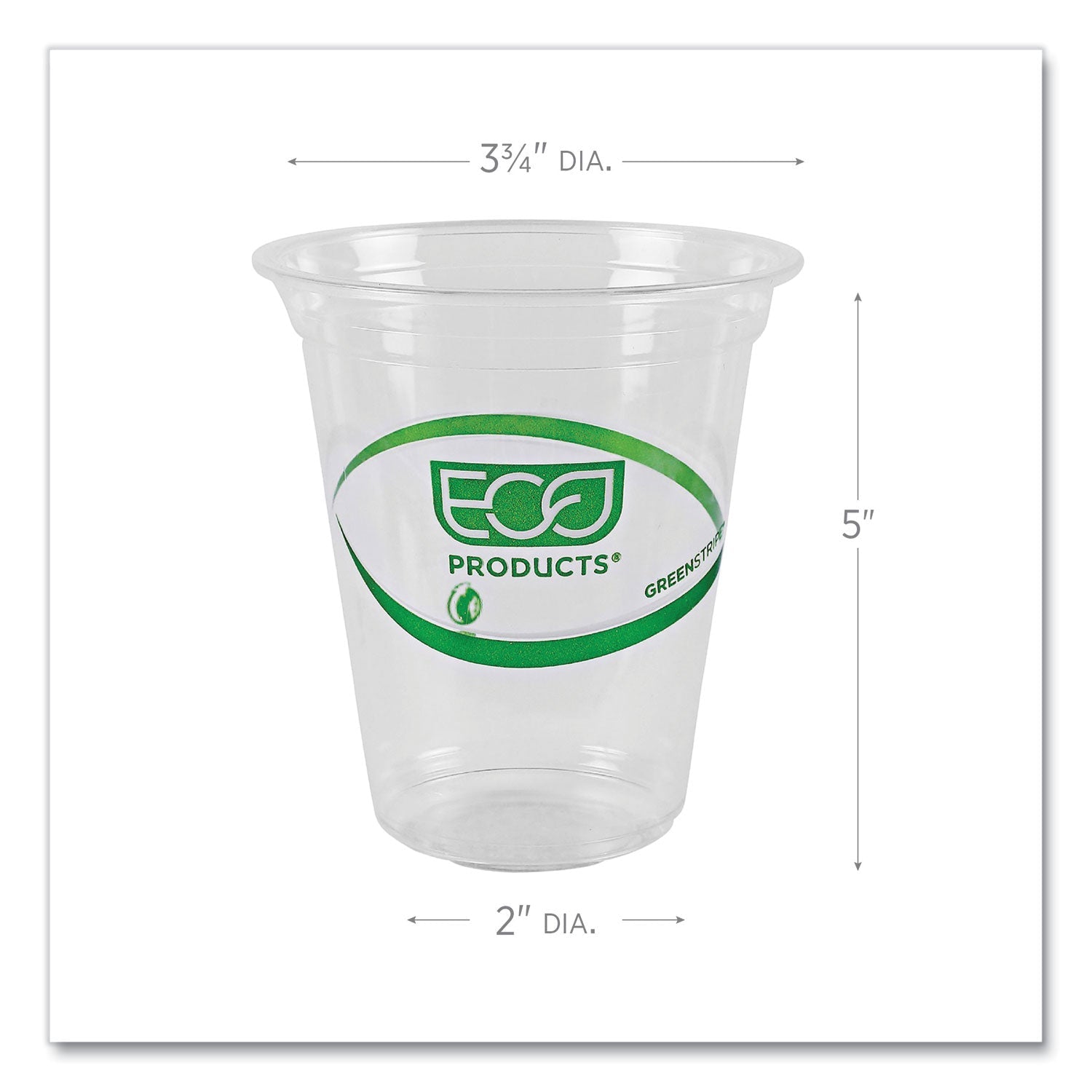 Eco-Products® GreenStripe Renewable and Compostable Cold Cups Convenience Pack, 16 oz, Plastic, Clear, 50/Pack