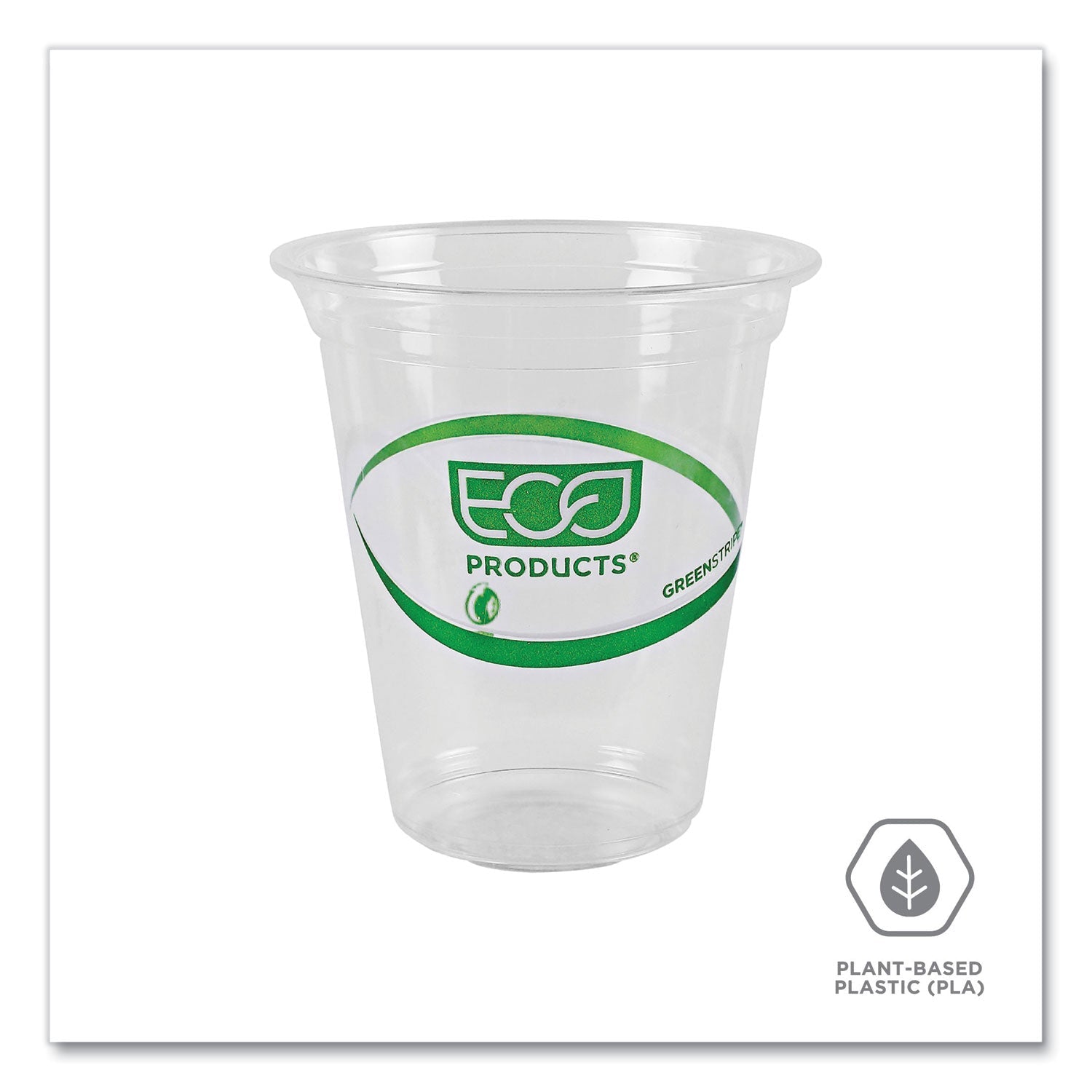 Eco-Products® GreenStripe Renewable and Compostable Cold Cups Convenience Pack, 16 oz, Plastic, Clear, 50/Pack