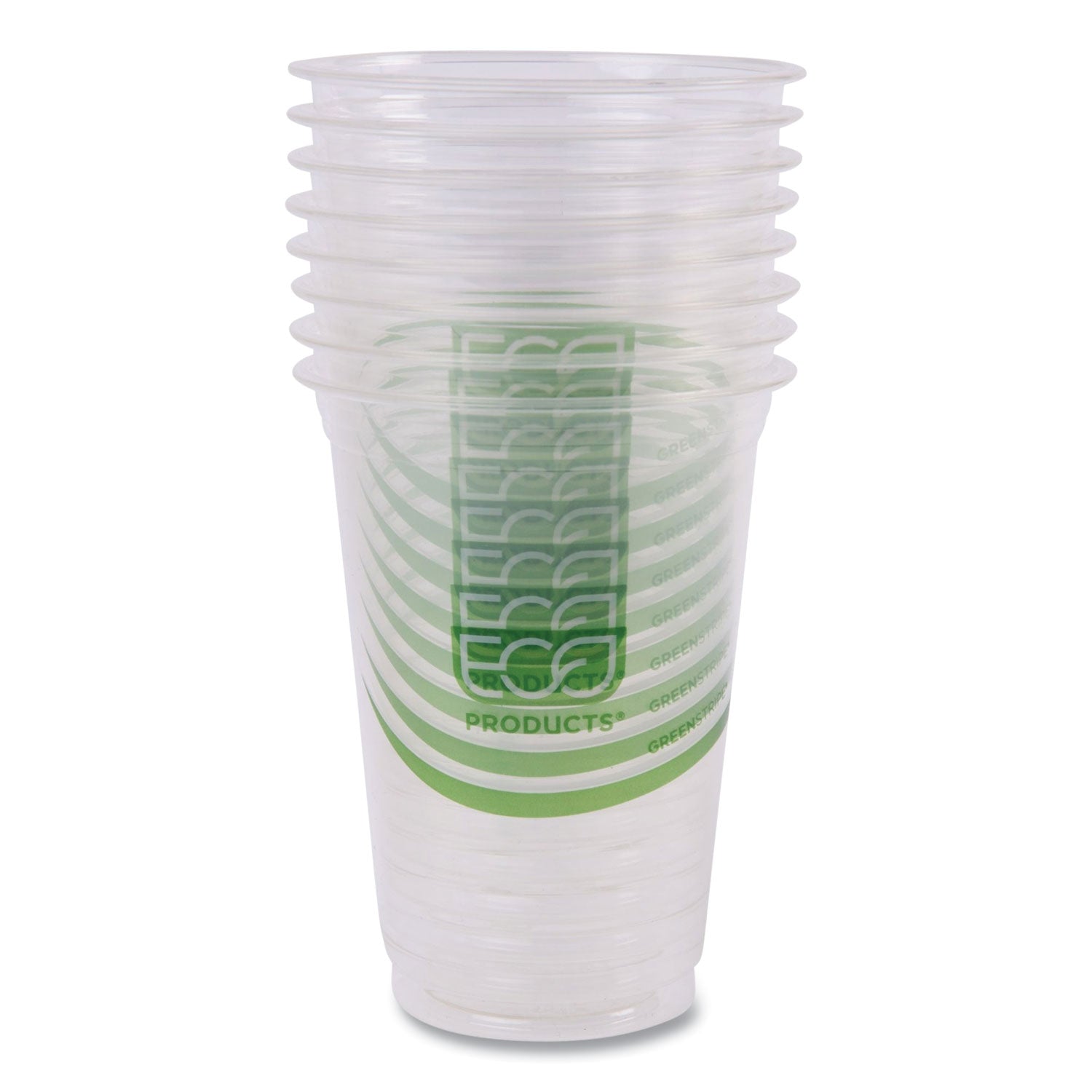 Eco-Products® GreenStripe Renewable and Compostable Cold Cups Convenience Pack, 16 oz, Plastic, Clear, 50/Pack