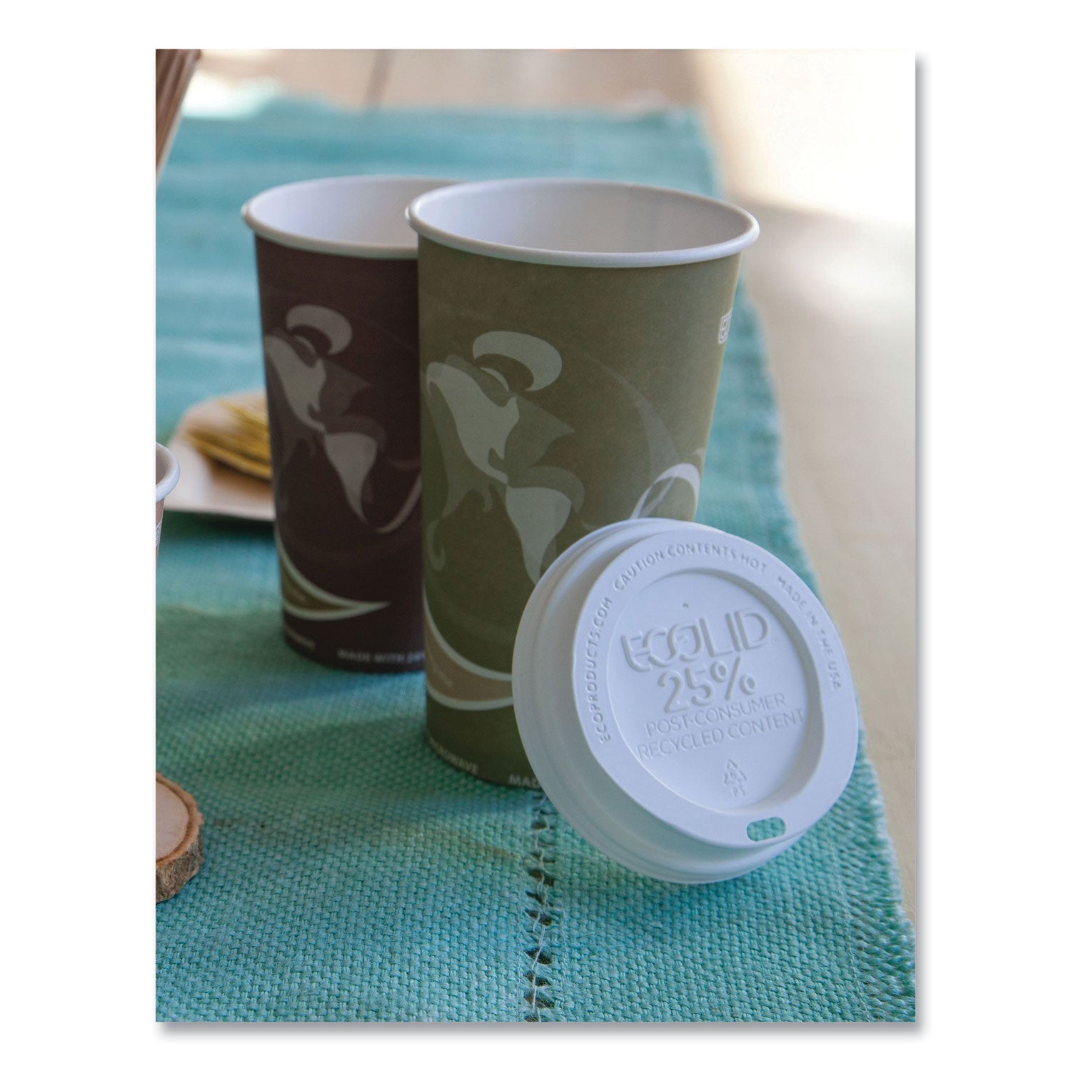 Eco-Products® EcoLid 25% Recycled Content Hot Cup Lid, Fits 10 oz to 20 oz Hot Cups, Plastic, White, 100/Pack, 10 Packs/Carton