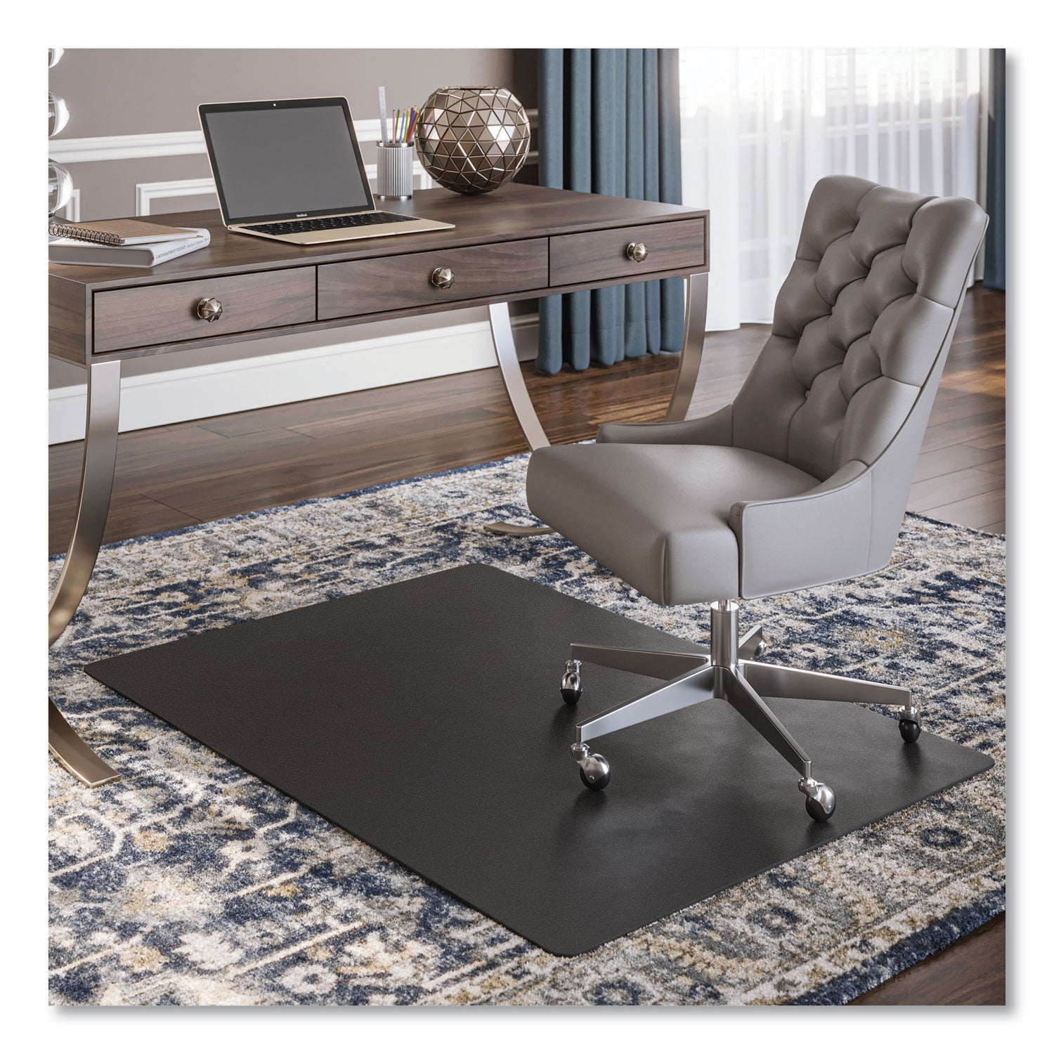 deflecto® EconoMat Carpet Chair Mat, Rectangular, 36 x 48, Black