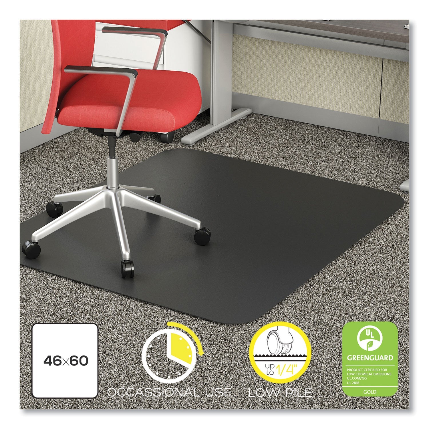 deflecto® EconoMat Carpet Chair Mat, Rectangular, 46 x 60, Black - Bloom Skins
