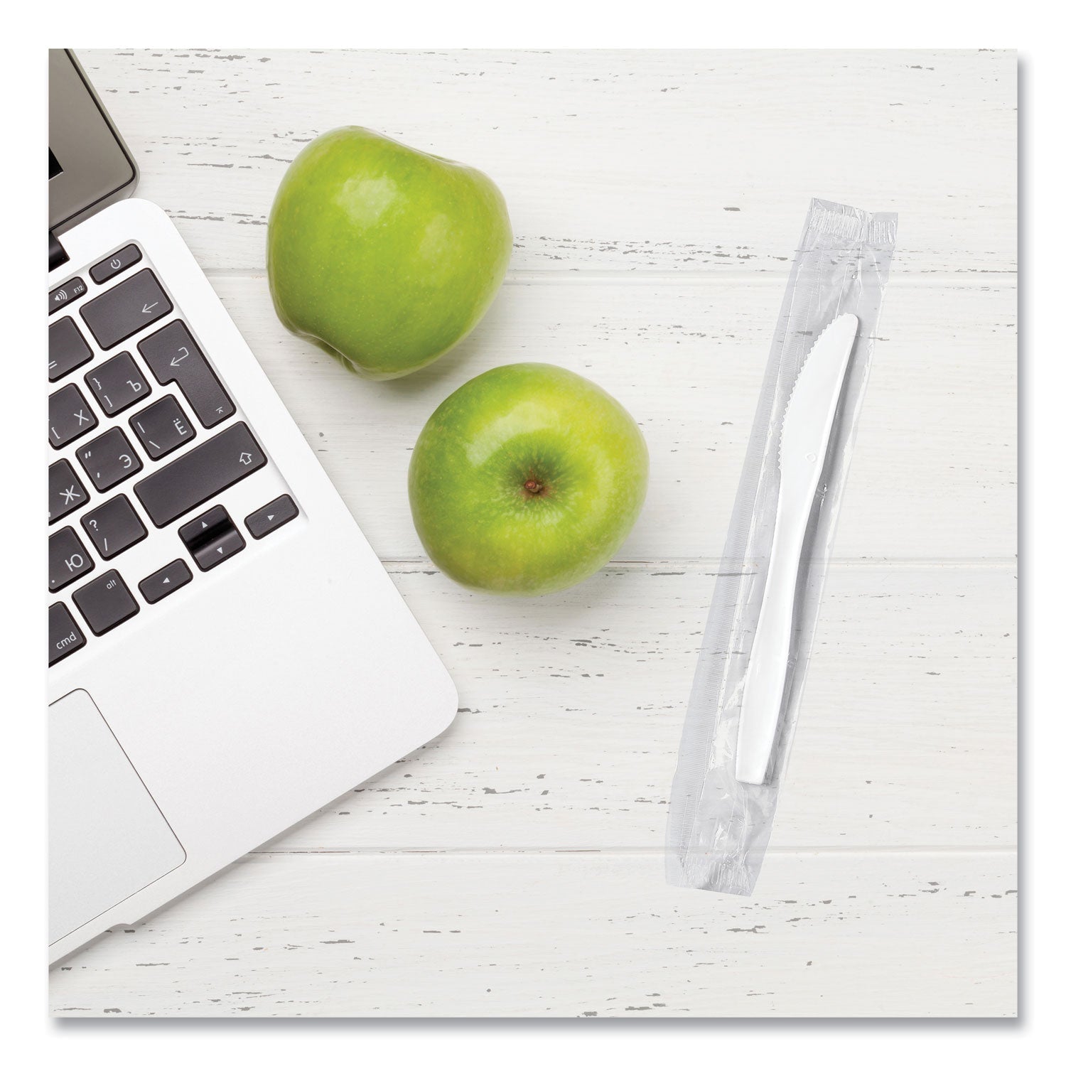 SOLO® Regal Mediumweight Cutlery, Individually Wrapped, Knife, Plastic, White, 1,000/Carton