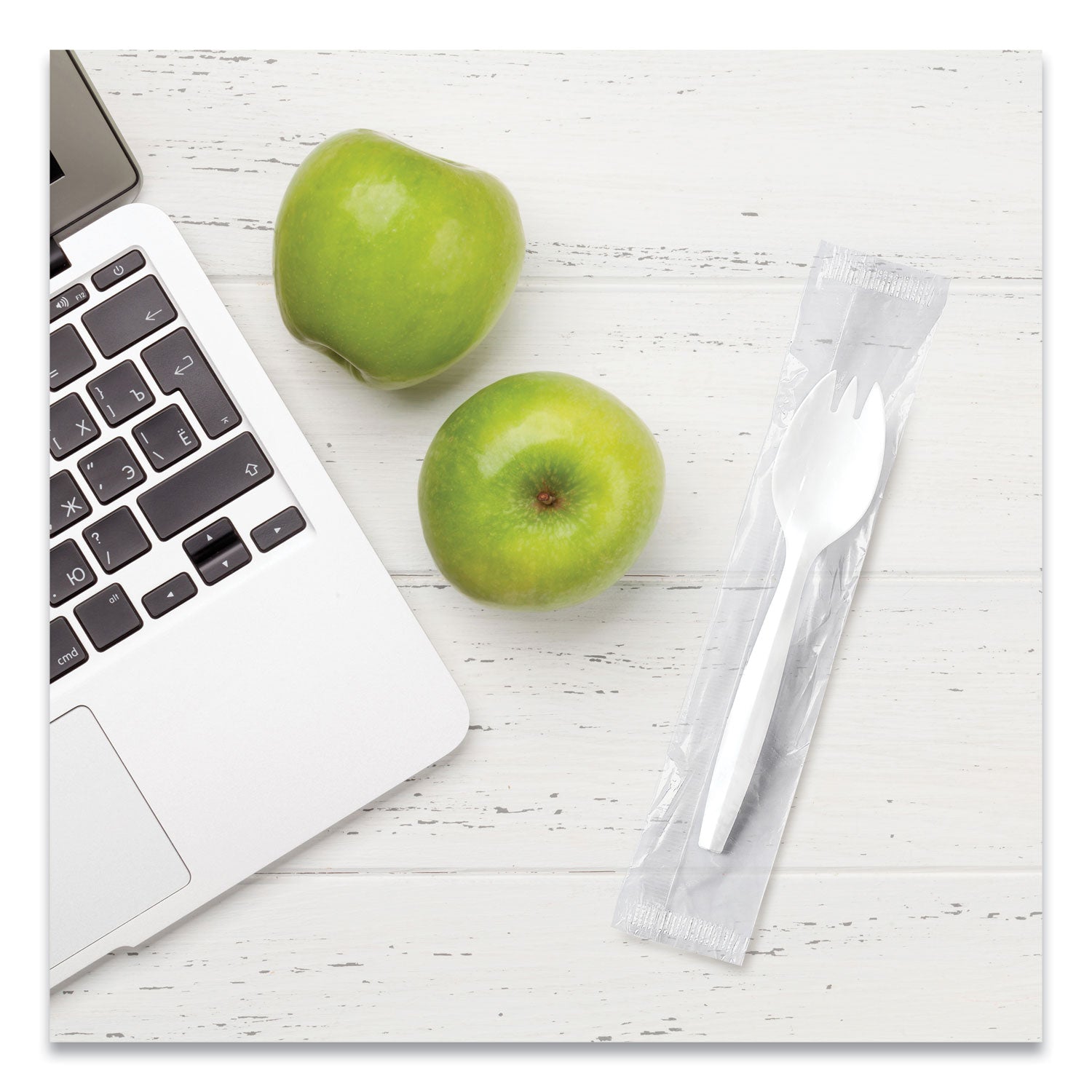 SOLO® Regal Mediumweight Cutlery, Individually Wrapped, Spork, Plastic, White, 1,000/Carton