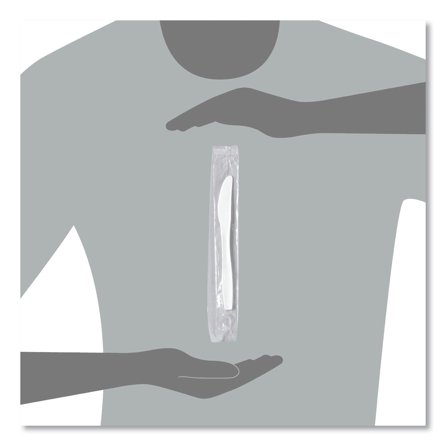 SOLO® Regal Mediumweight Cutlery, Individually Wrapped, Knife, Plastic, White, 1,000/Carton