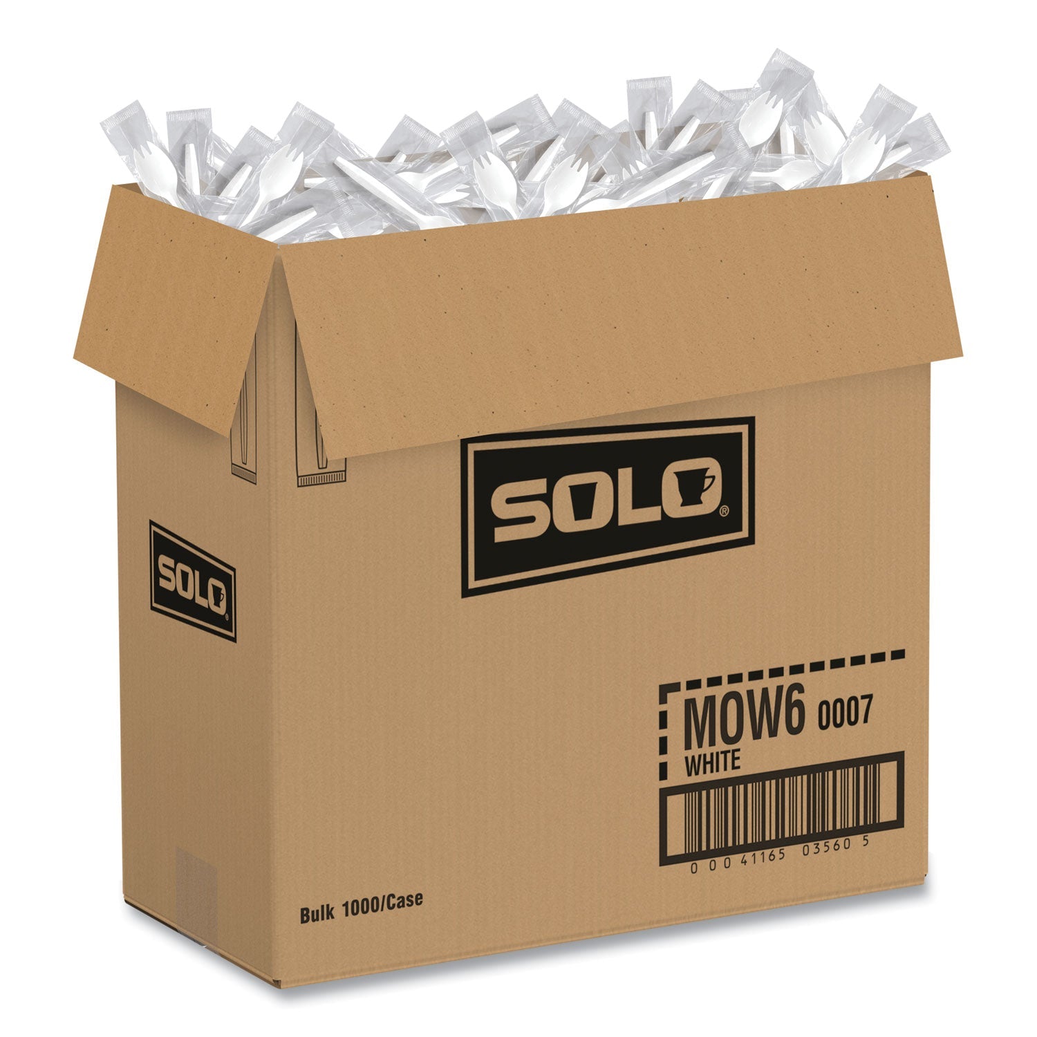 SOLO® Regal Mediumweight Cutlery, Individually Wrapped, Spork, Plastic, White, 1,000/Carton