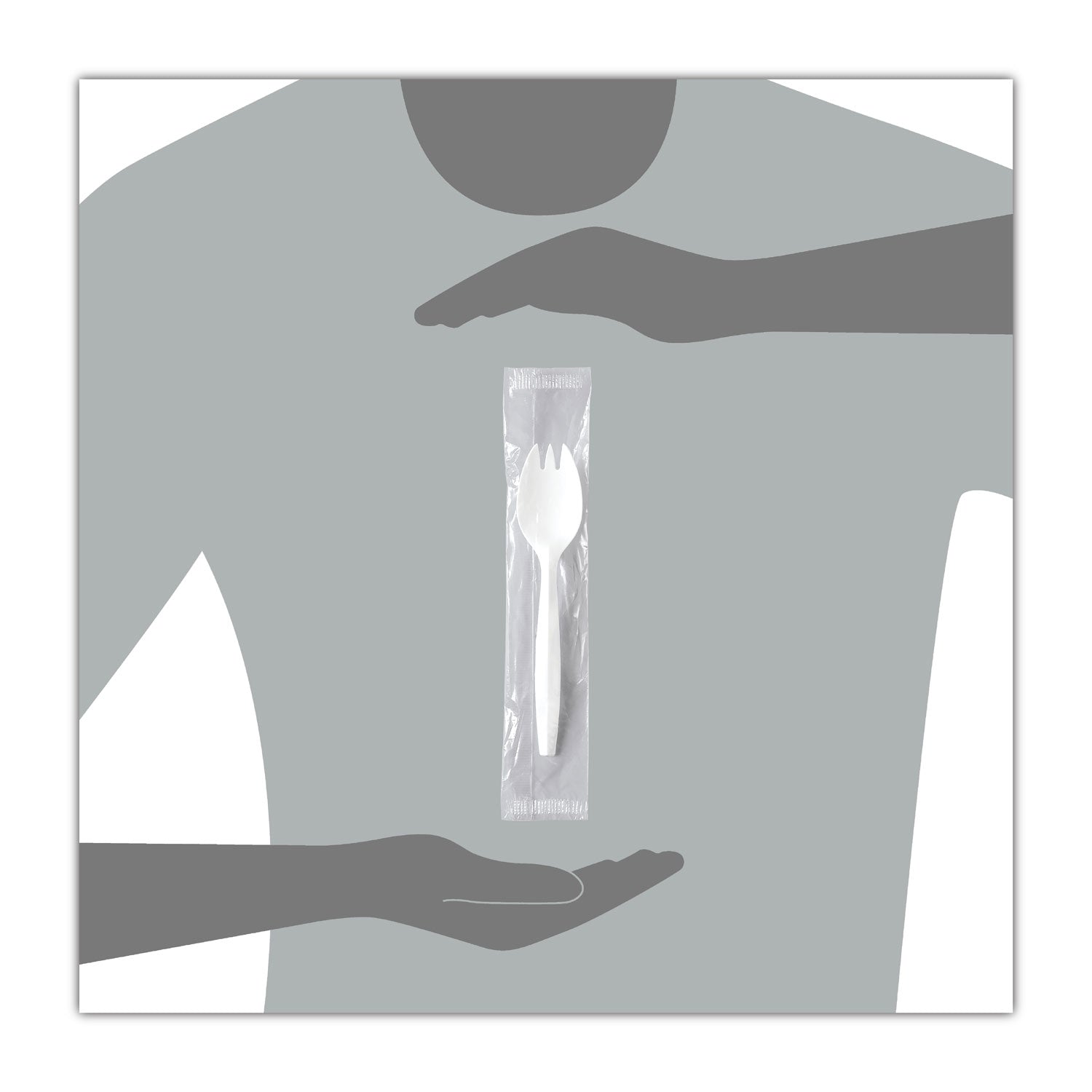 SOLO® Regal Mediumweight Cutlery, Individually Wrapped, Spork, Plastic, White, 1,000/Carton
