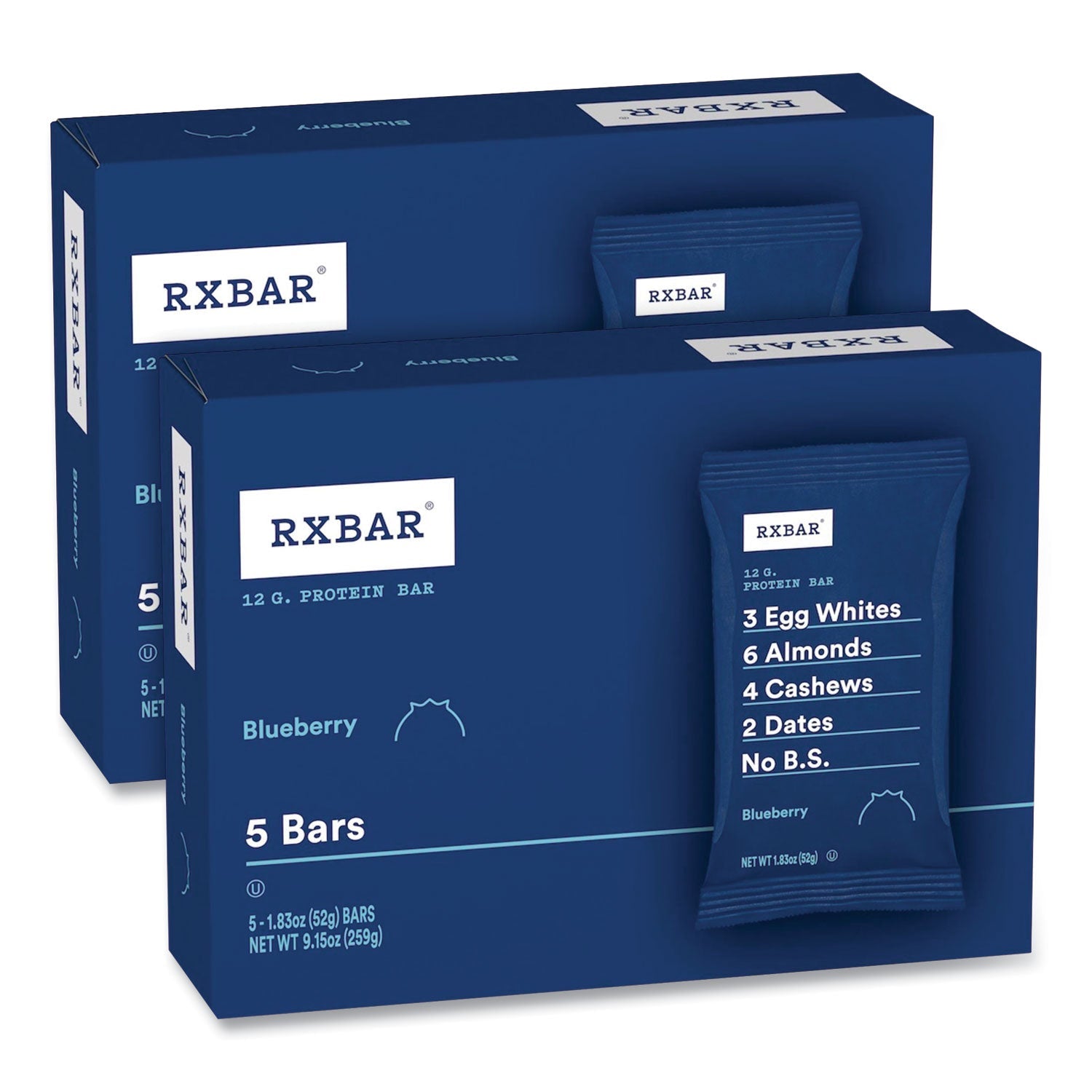 RXBAR® Adult Bars, Blueberry, 1.83 oz Bar, 5 Bars/Box, 2 Boxes/Carton