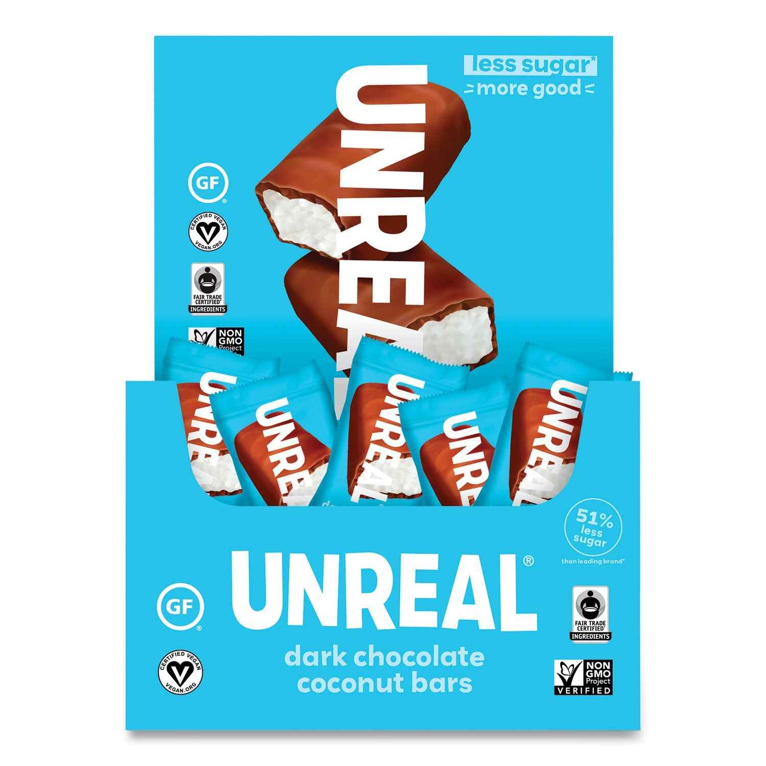 UNREAL® Dark Chocolate Coconut Bars, 0.53 oz, Individually Wrapped, 40/Pack