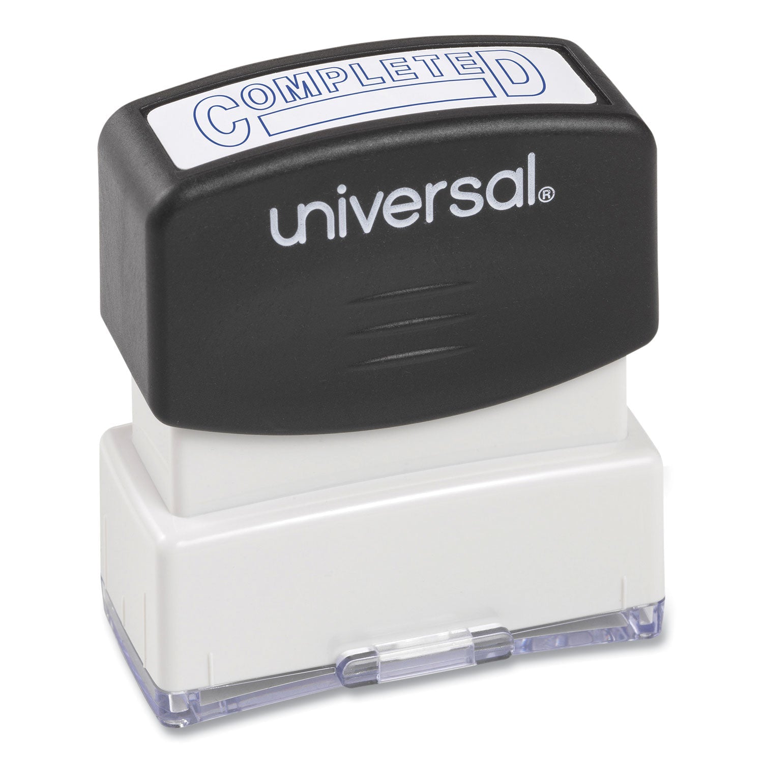 Universal® Message Stamp, Completed, Pre-Inked One-Color, Blue Ink