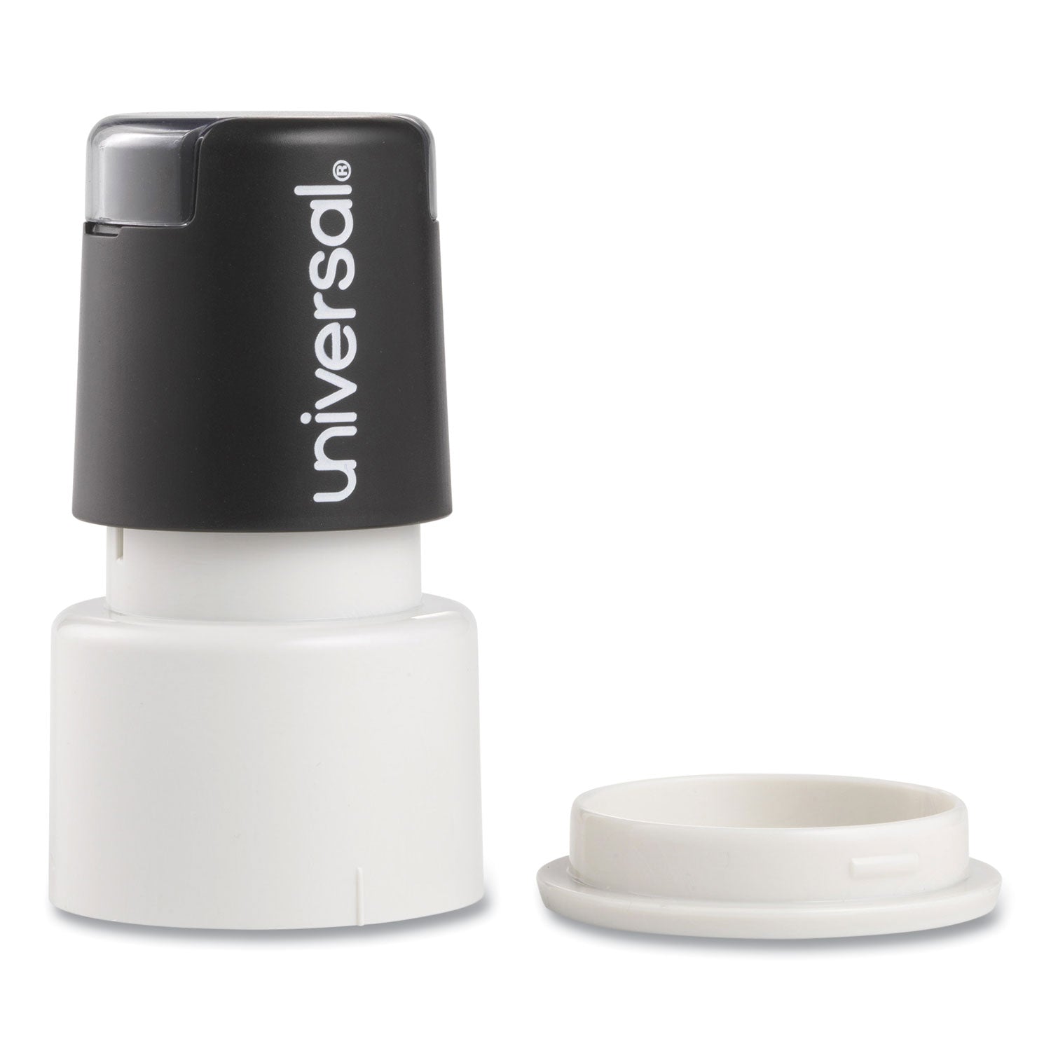 Universal® Round Message Stamp, Check Mark, Pre-Inked/re-Inkable, Red