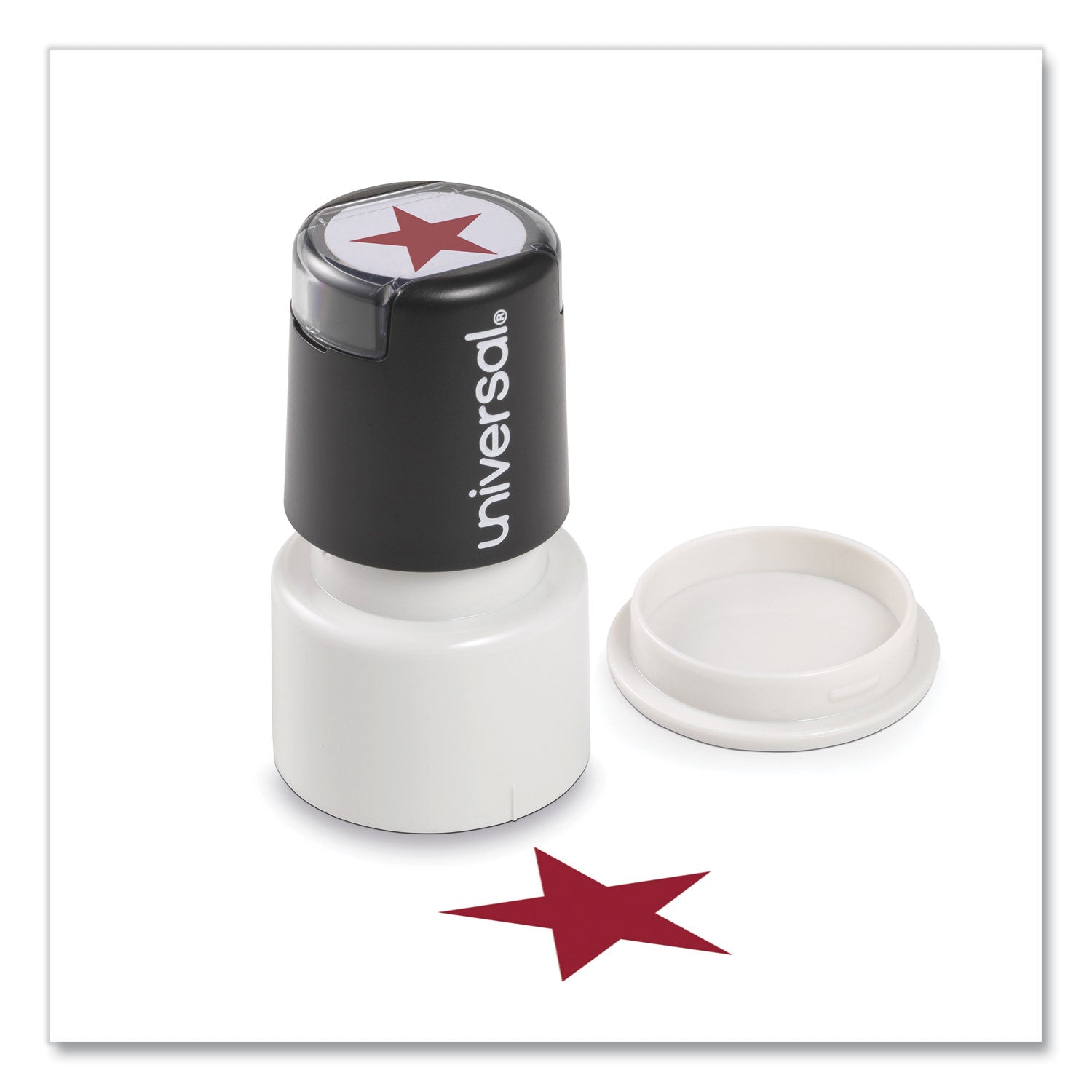 Round Message Stamp | Star, Pre-Inked Red